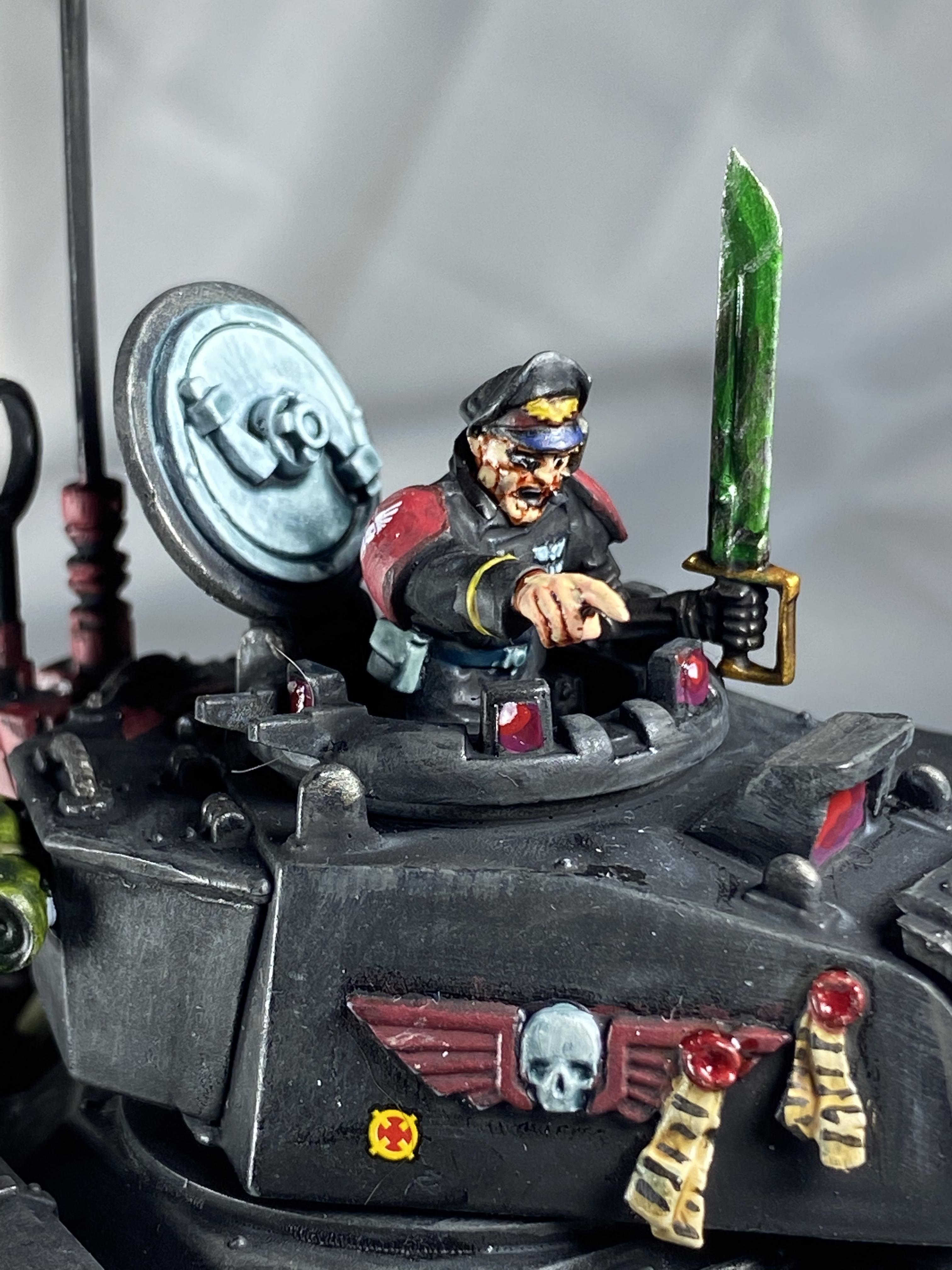 Astra Militarum, Black, Close Up, Commmissar, Drive Me Closer, Imperial Guard, Leman Russ, Punisher, Sword, Tank, Warhammer 40,000