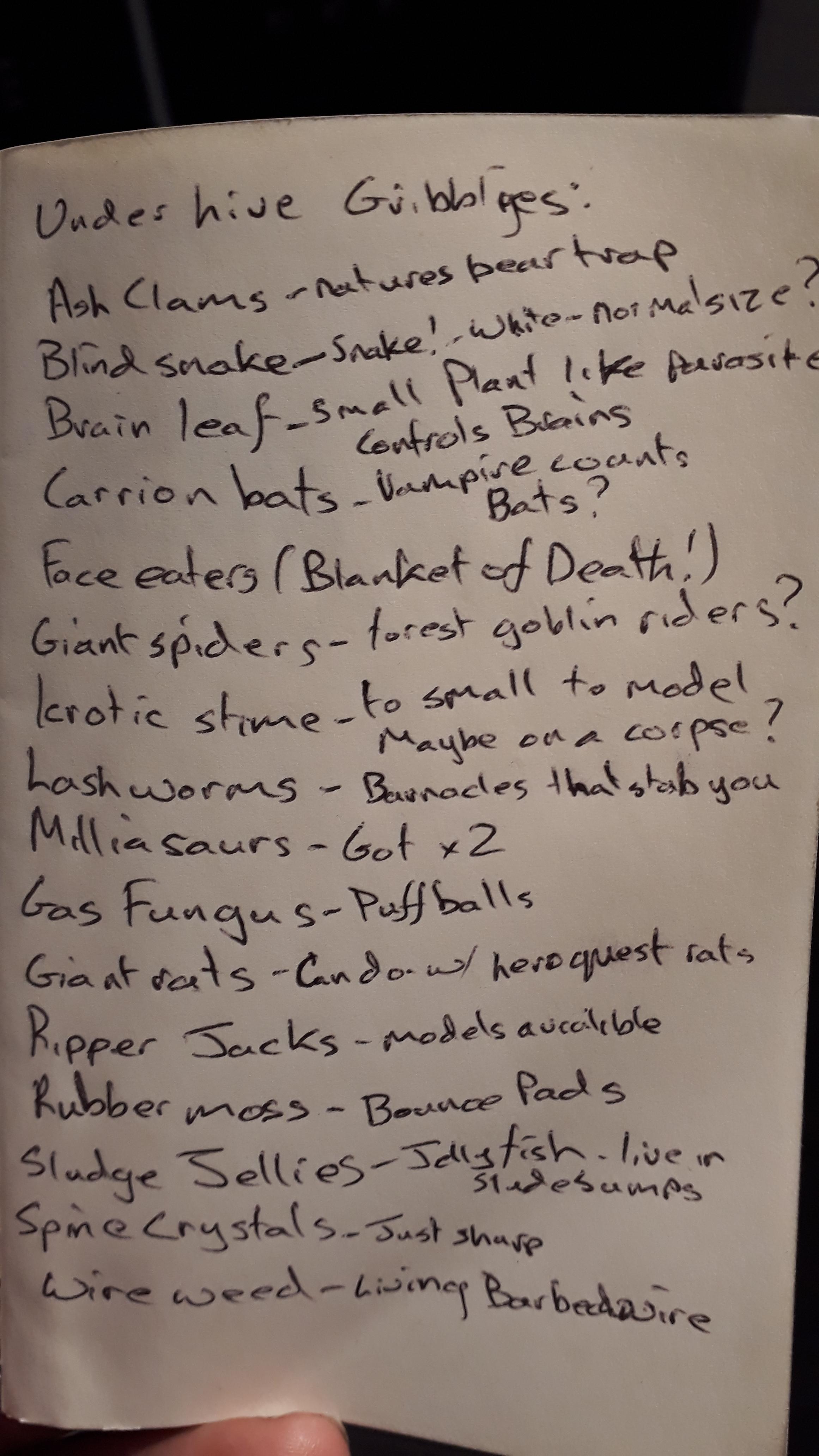 Work In Progress, Necromunda notes