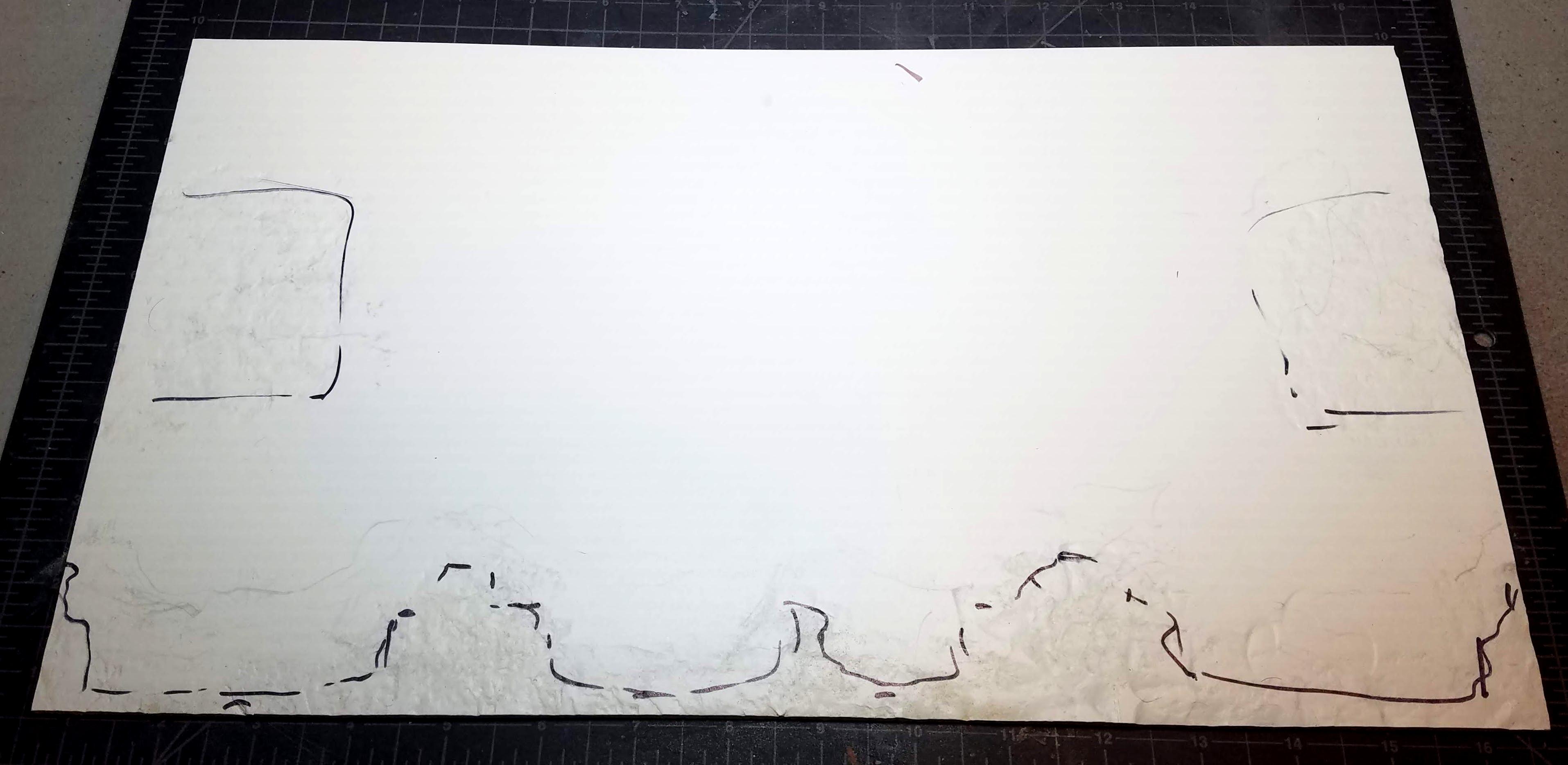 Laying out the cliff on a 16x9 sheet of foamed PVC