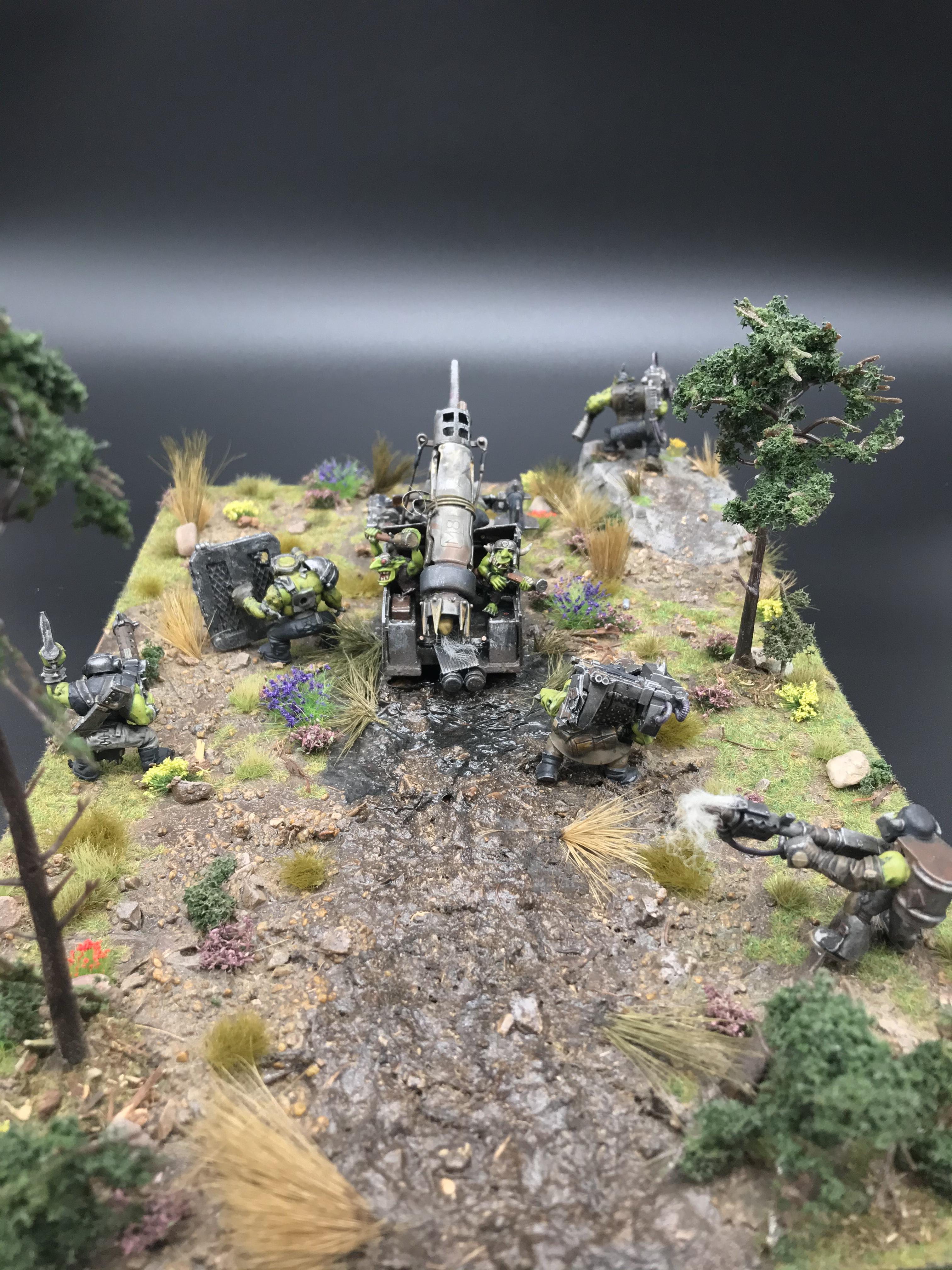 Artillerie, Artillery, Death Korps of Krieg, Diorama, Orc Diorama, Orcs, Orks, Scratch Build, Szenerie, Terrain, Warhammer 40,000