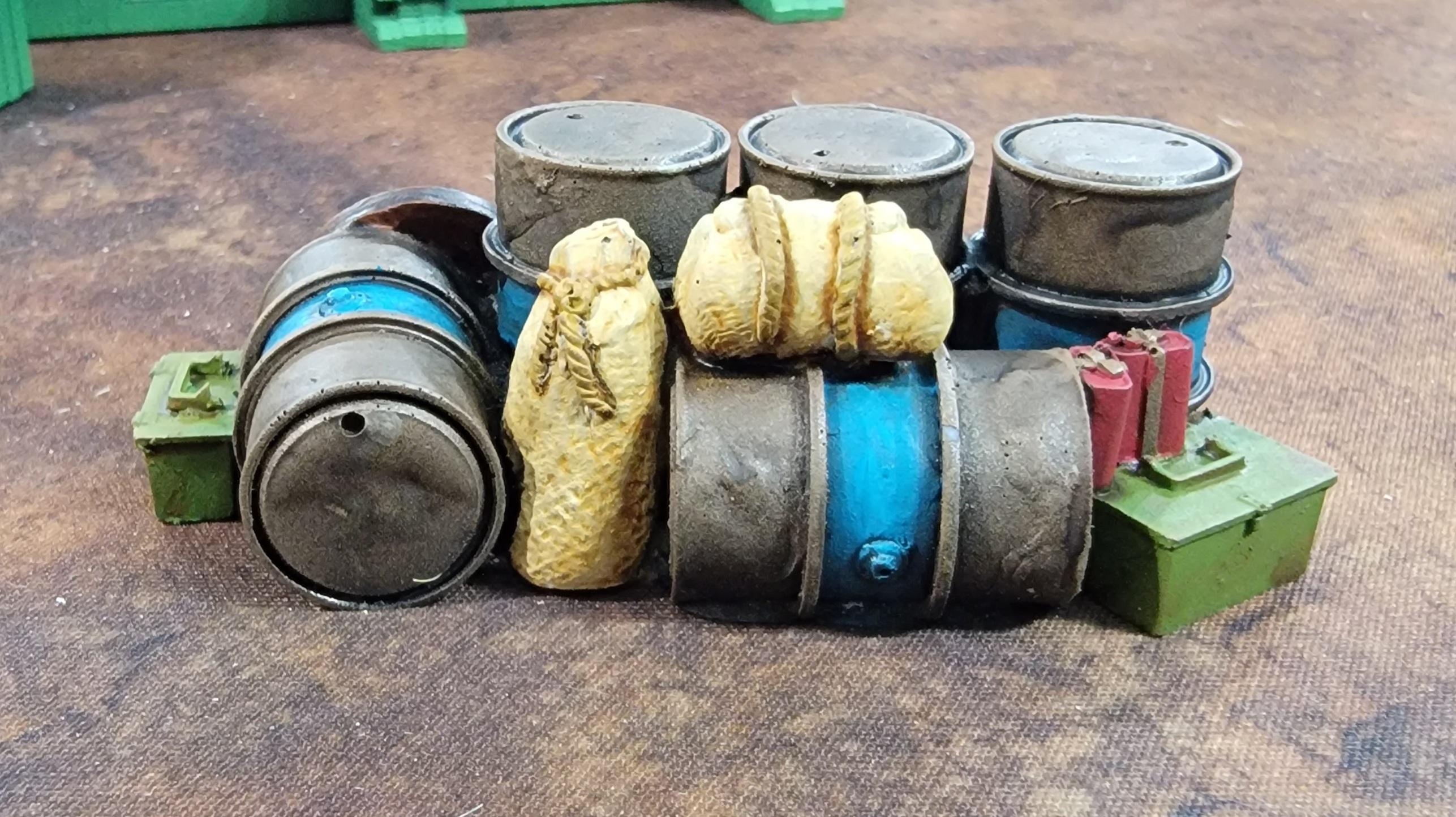 Barricade, Drums, Oil, Scatter, Terrain