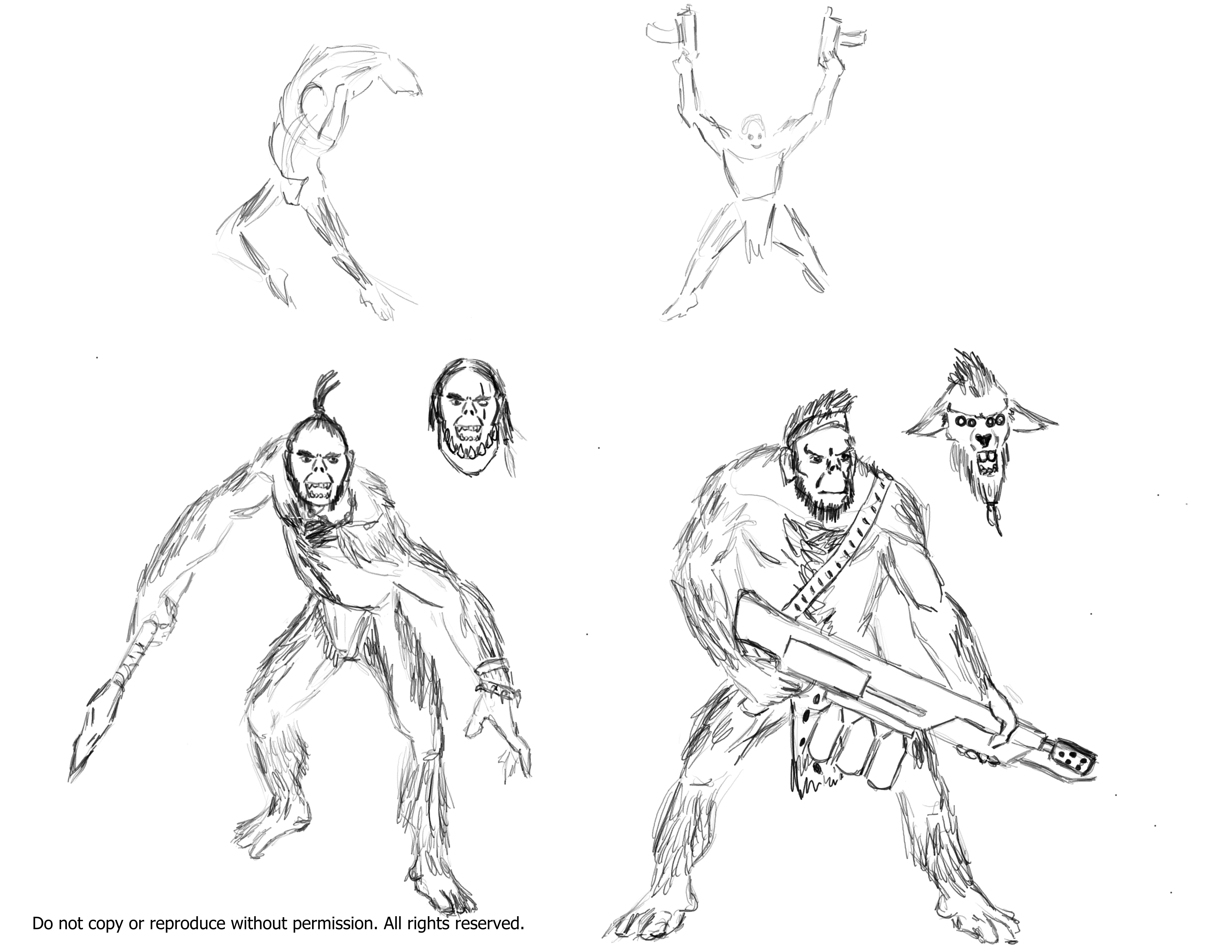 Original  Art, apeman concept