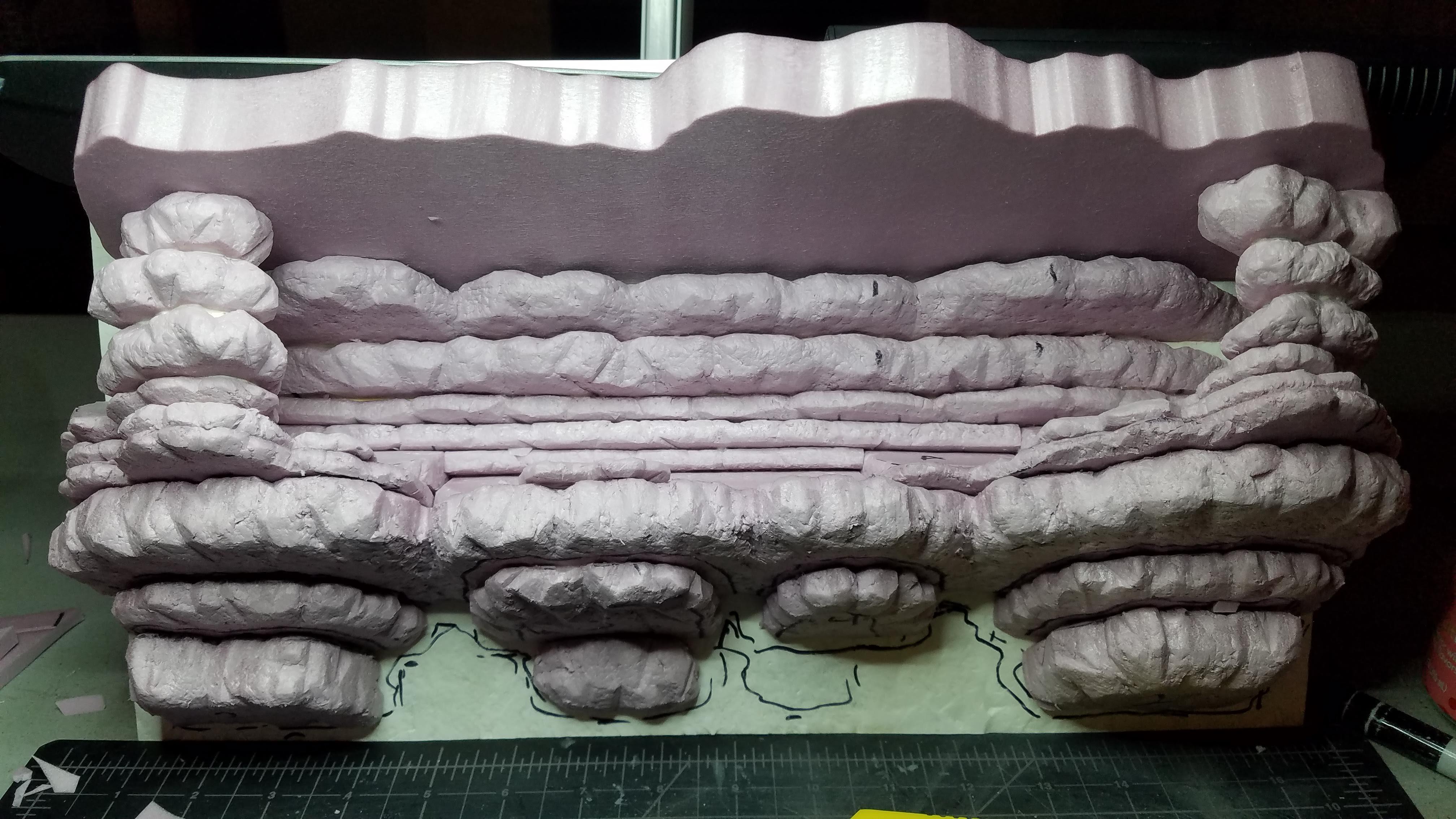 The whole shelf diorama, nearly built