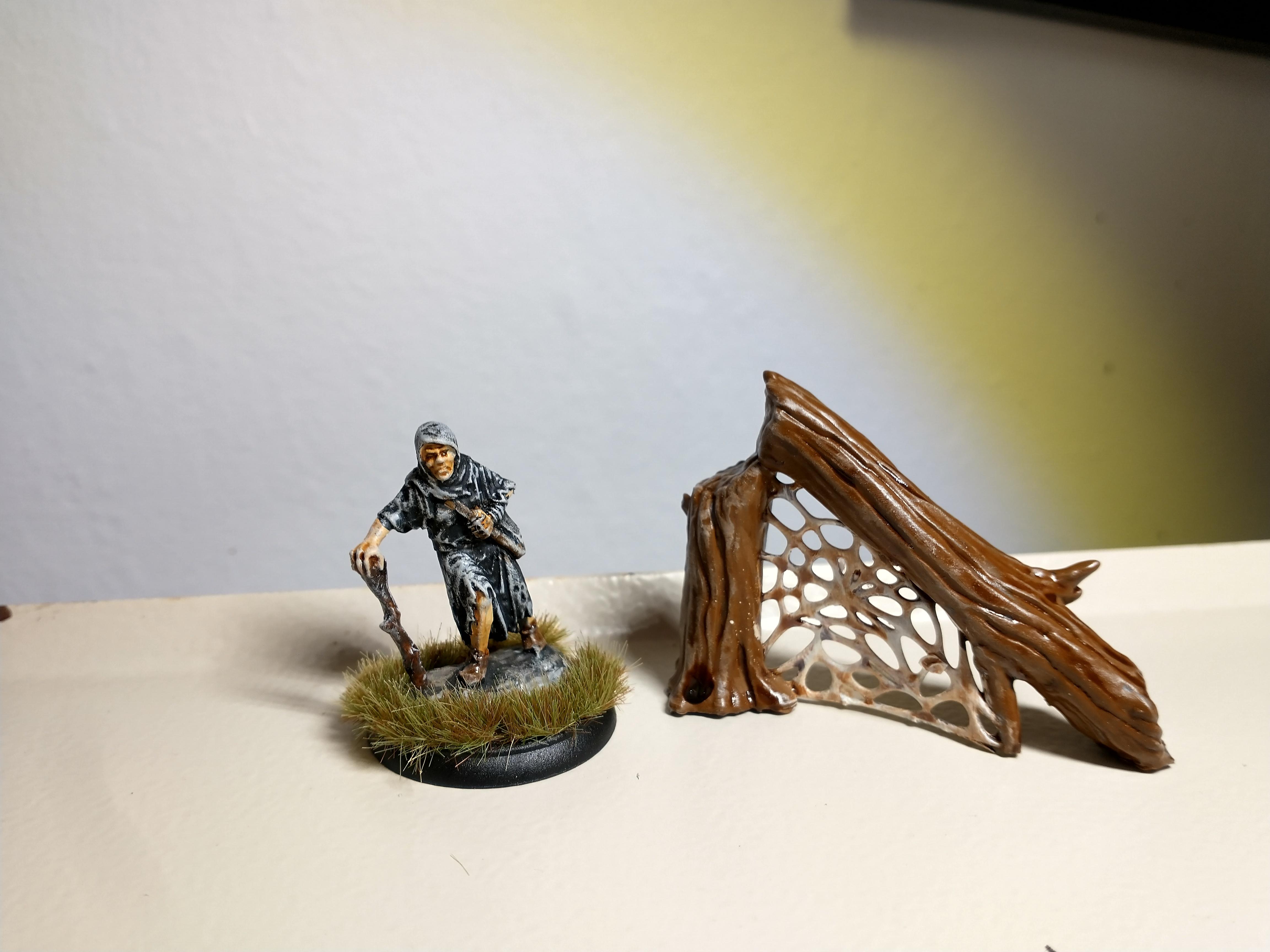 Villager and fallen tree