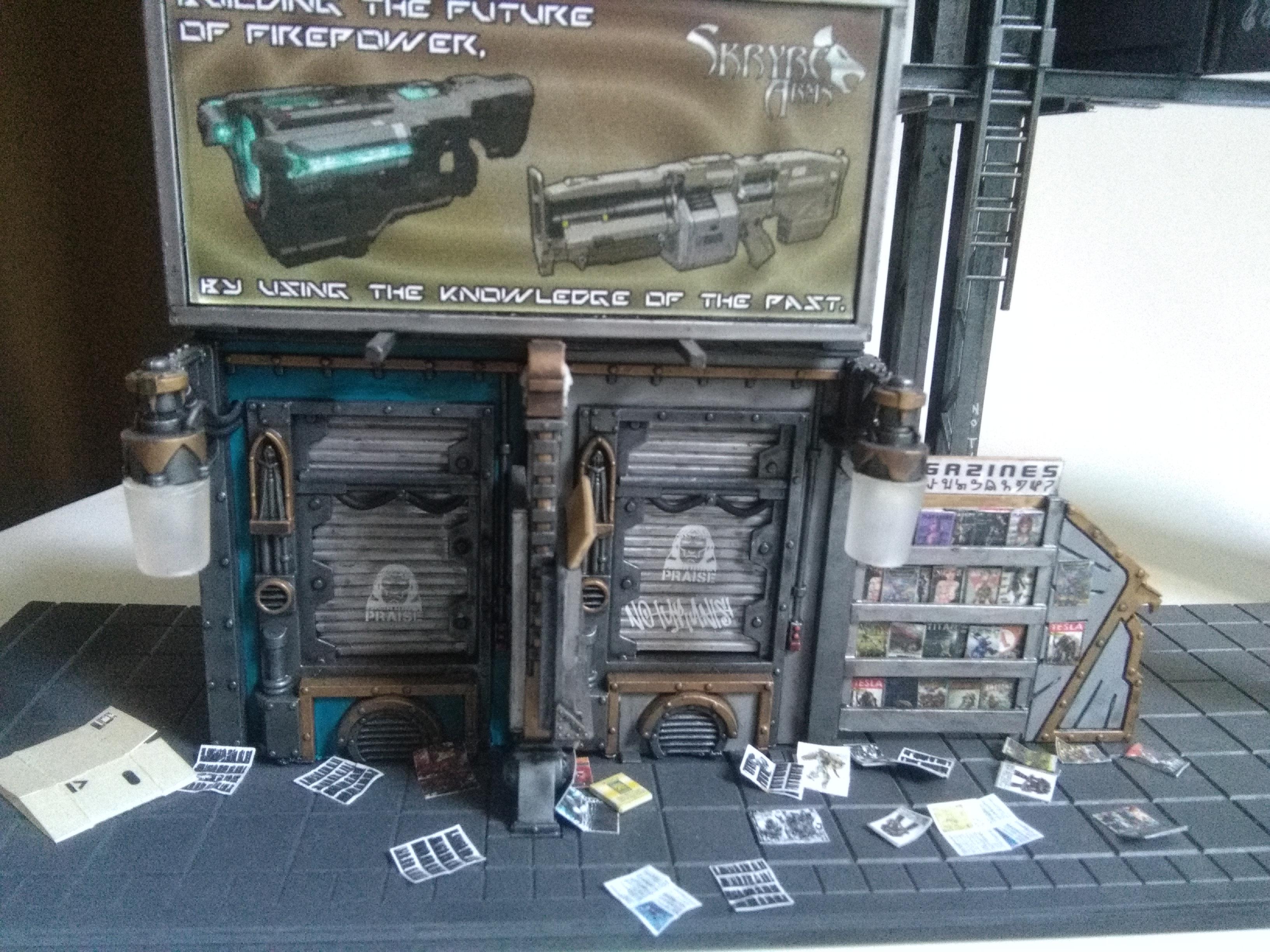 Billboard, Buildings, Crashed, Diorama, Food, Graffiti, Korbenn, Magazine, Stormhawk, Transfers, Warhammer 40,000, Warhammer Fantasy
