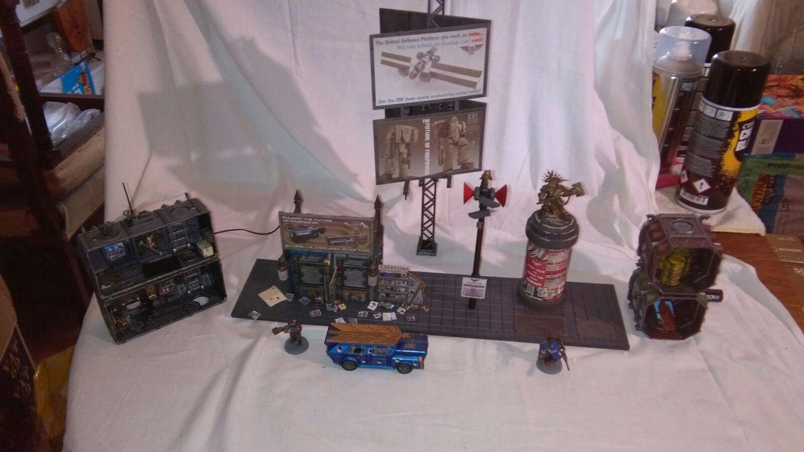 Billboard, Buildings, Crashed, Diorama, Graffiti, Korbenn, Stormhawk, Transfers, Warhammer 40,000, Warhammer Fantasy