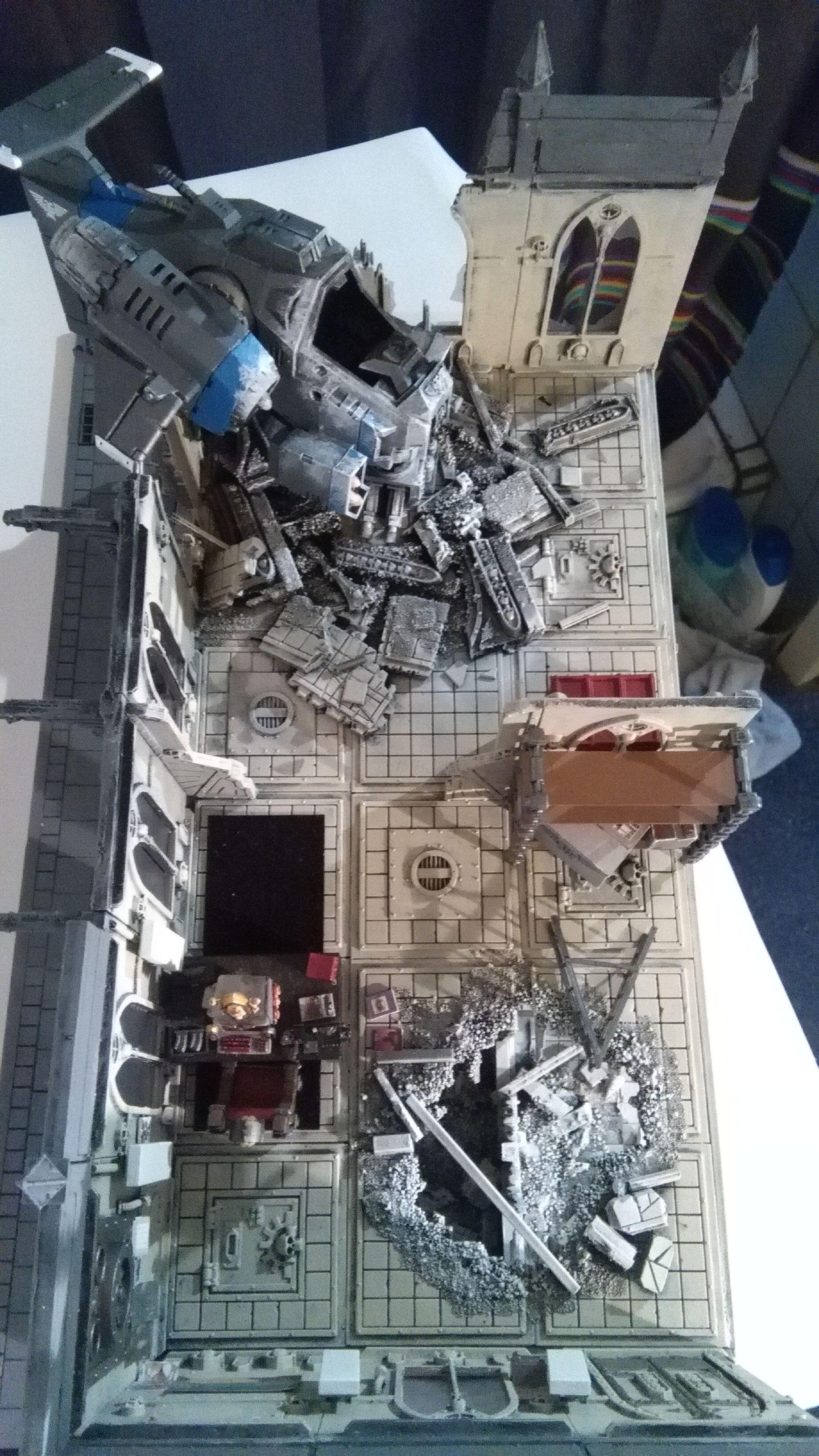 Billboard, Buildings, Crashed, Diorama, Graffiti, Korbenn, Stormhawk, Transfers, Warhammer 40,000, Warhammer Fantasy