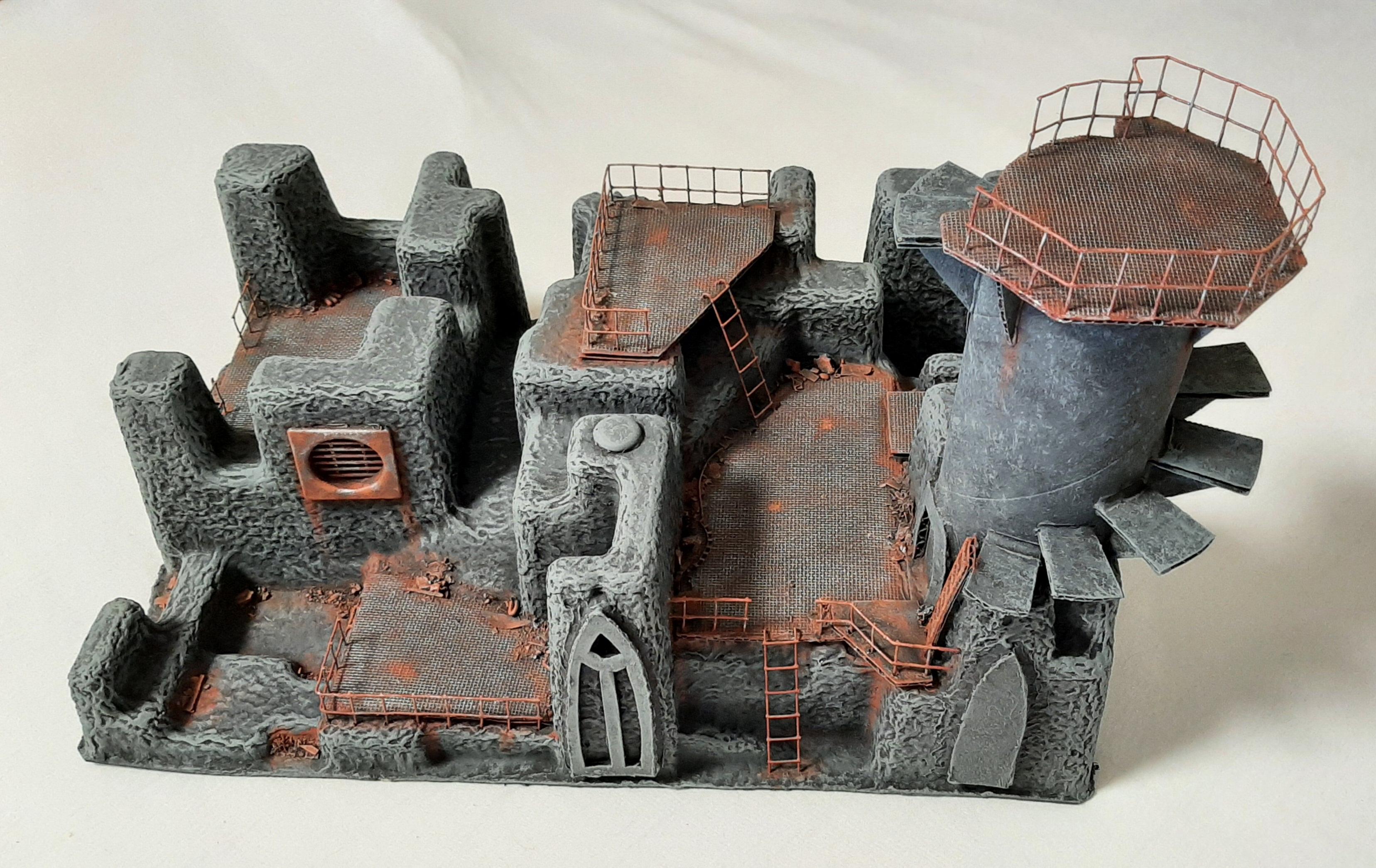 Buildings, Bunker, Cardboard, Custom, Decay, Facility, Factory, Garbage, Generator, Junk, Necromunda, Packaging, Power, Recycled, Repurposed, Rust, Scrap, Scratch, Structure, Sump, Terrain, Trash, Underhive