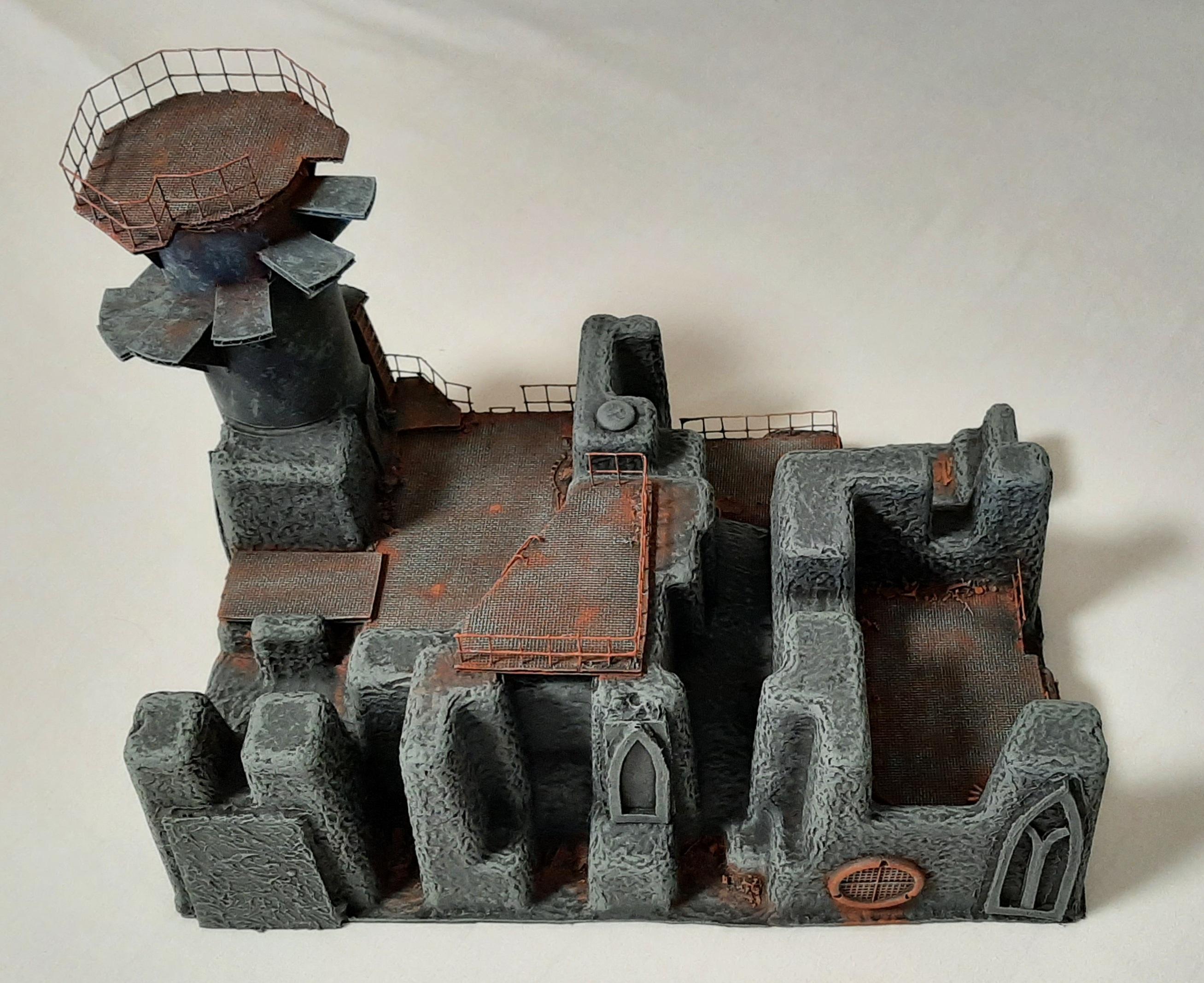 Buildings, Bunker, Cardboard, Custom, Decay, Facility, Factory, Garbage, Generator, Junk, Necromunda, Packaging, Power, Recycled, Repurposed, Rust, Scrap, Scratch, Structure, Sump, Terrain, Trash, Underhive