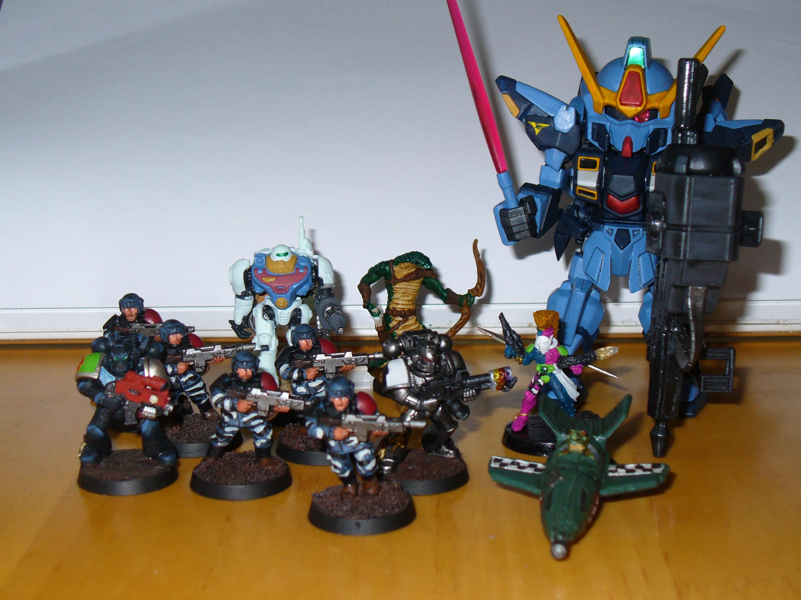 Blackstone Fortress, Bones, Gundam, Gunpla, Imperial Guard, Reaper, Space Marines, Warhammer 40,000, Warhammer Fantasy
