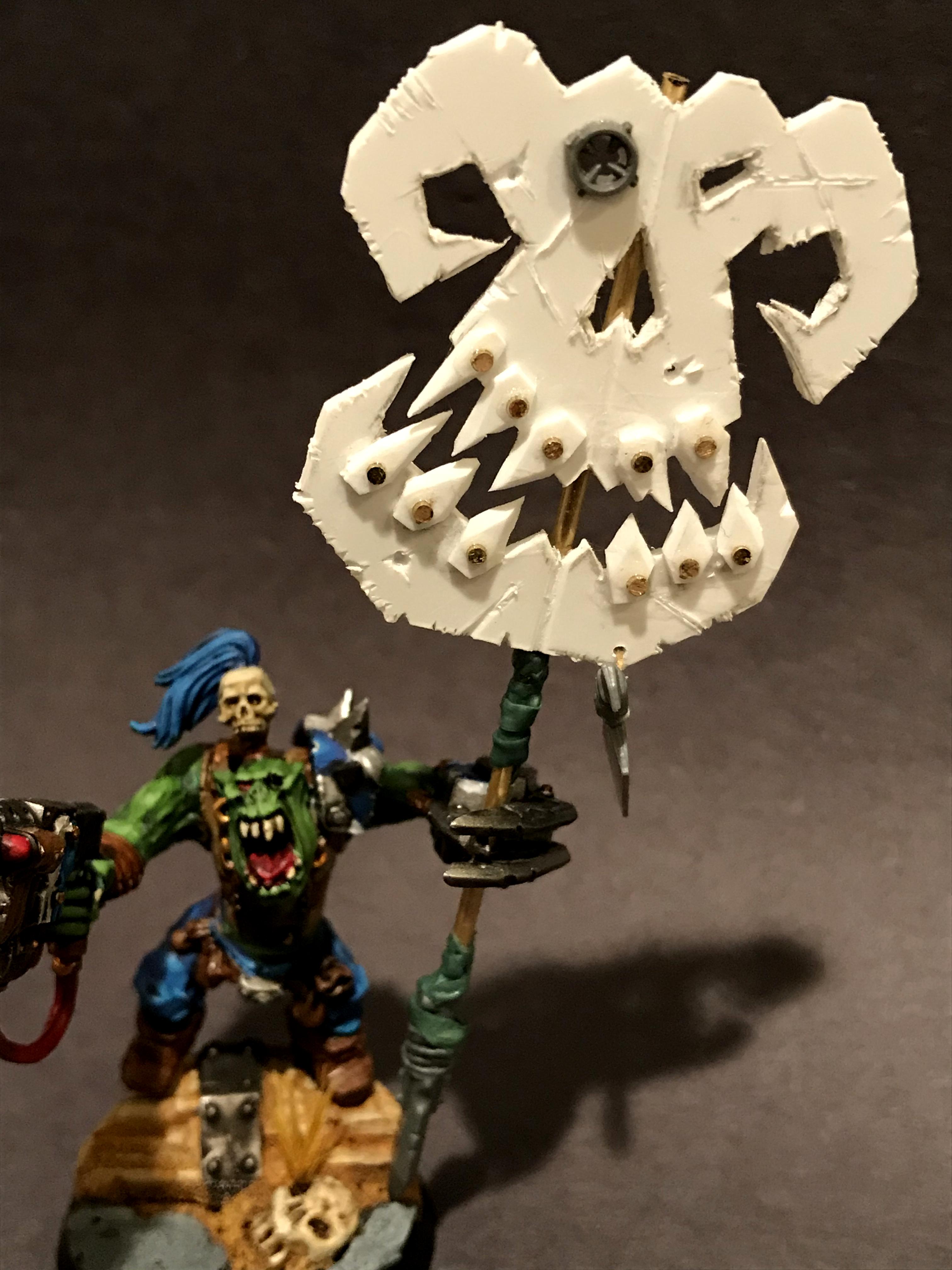 Banner, Deathskulls, Gork, Gorkamorka, Greenstuff, Mork, Nob, Orks, Plasticard, Rivets, Scratch Build, Waaagh, Warhammer 40,000