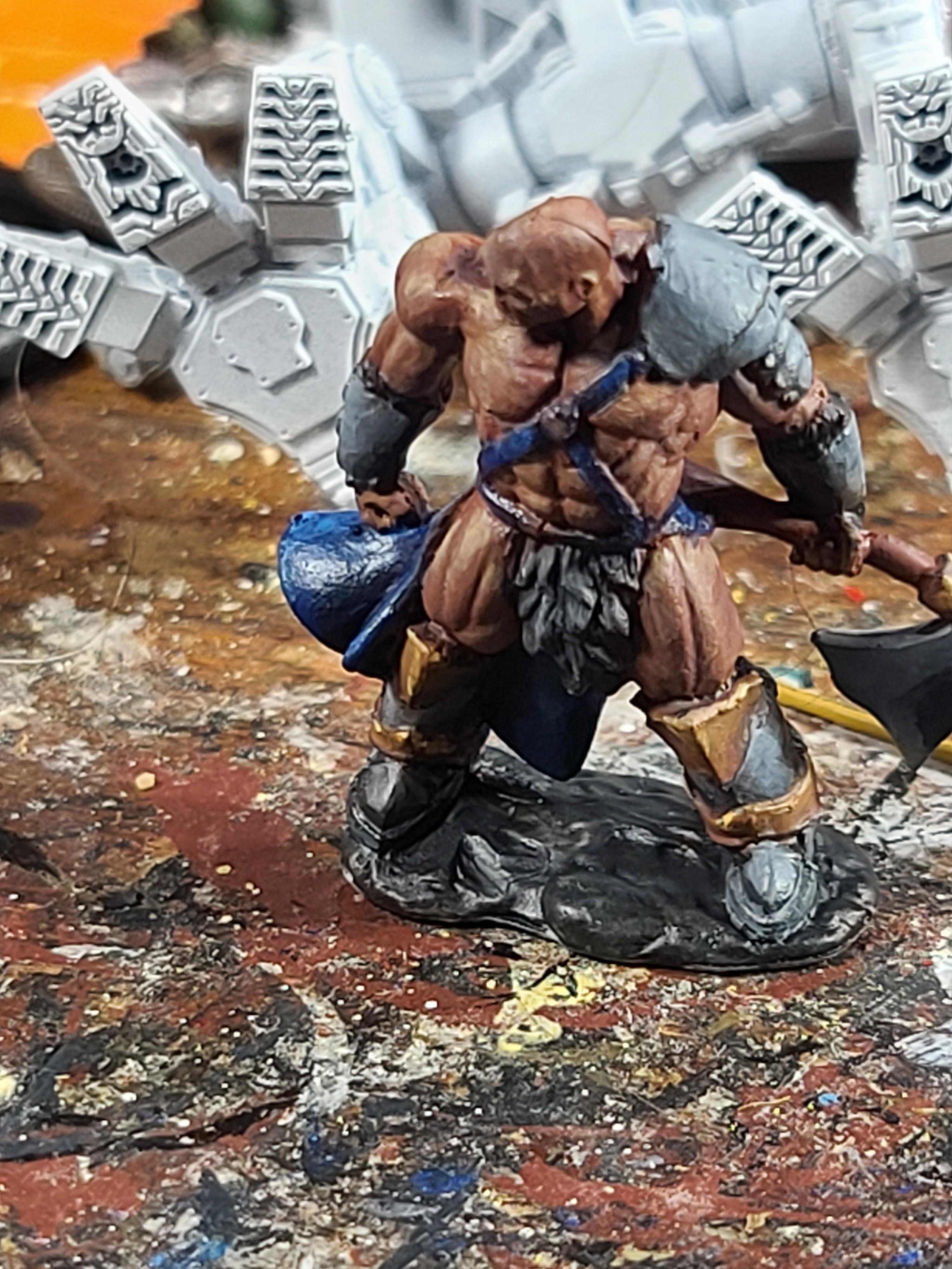 Axe, Barbarian, Dungeons And Dragons, Mold Line, Muscles, Reaper Miniatures, Work In Progress