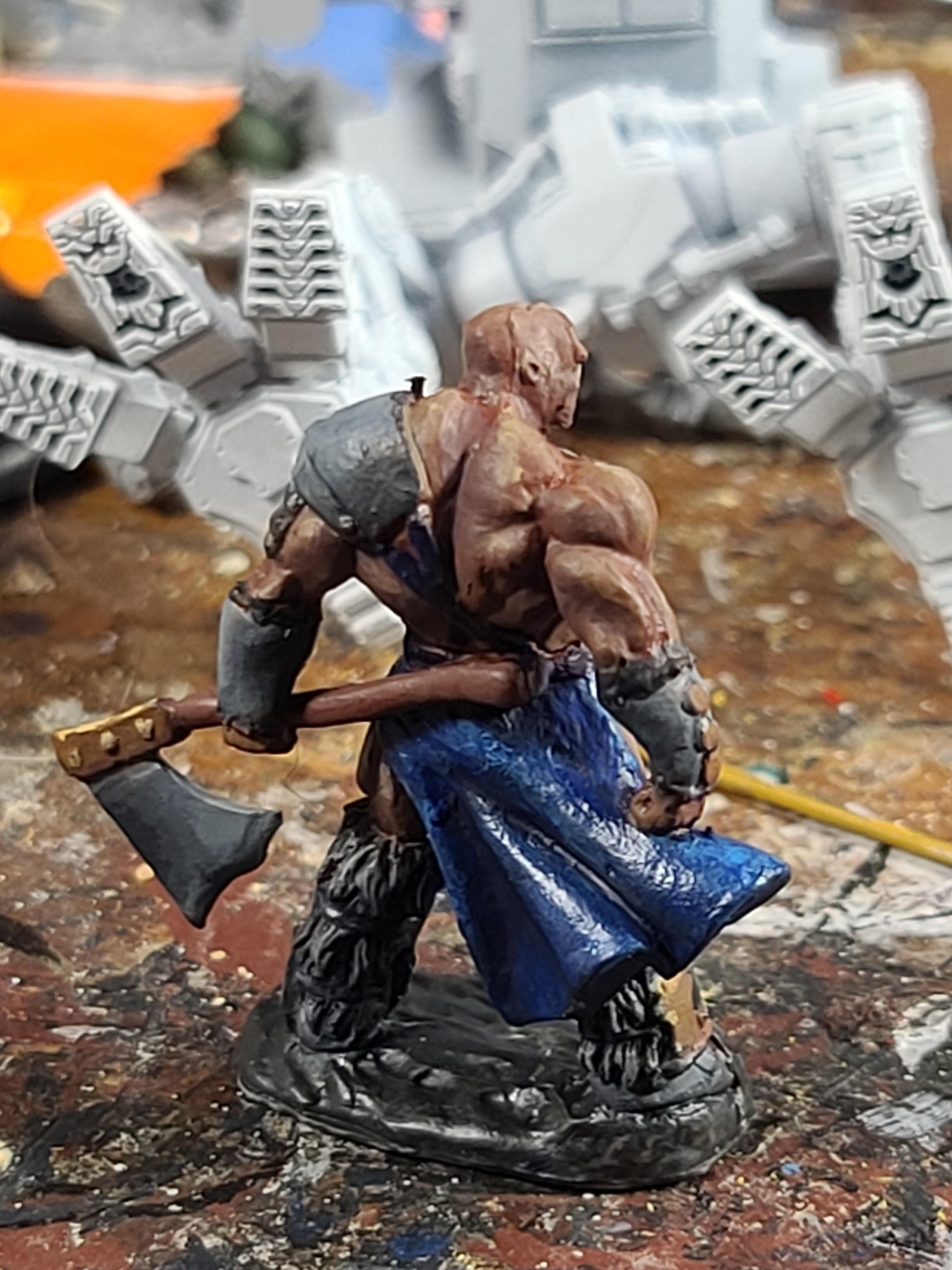 Axe, Barbarian, Dungeons And Dragons, Mold Line, Muscles, Reaper Miniatures, Work In Progress