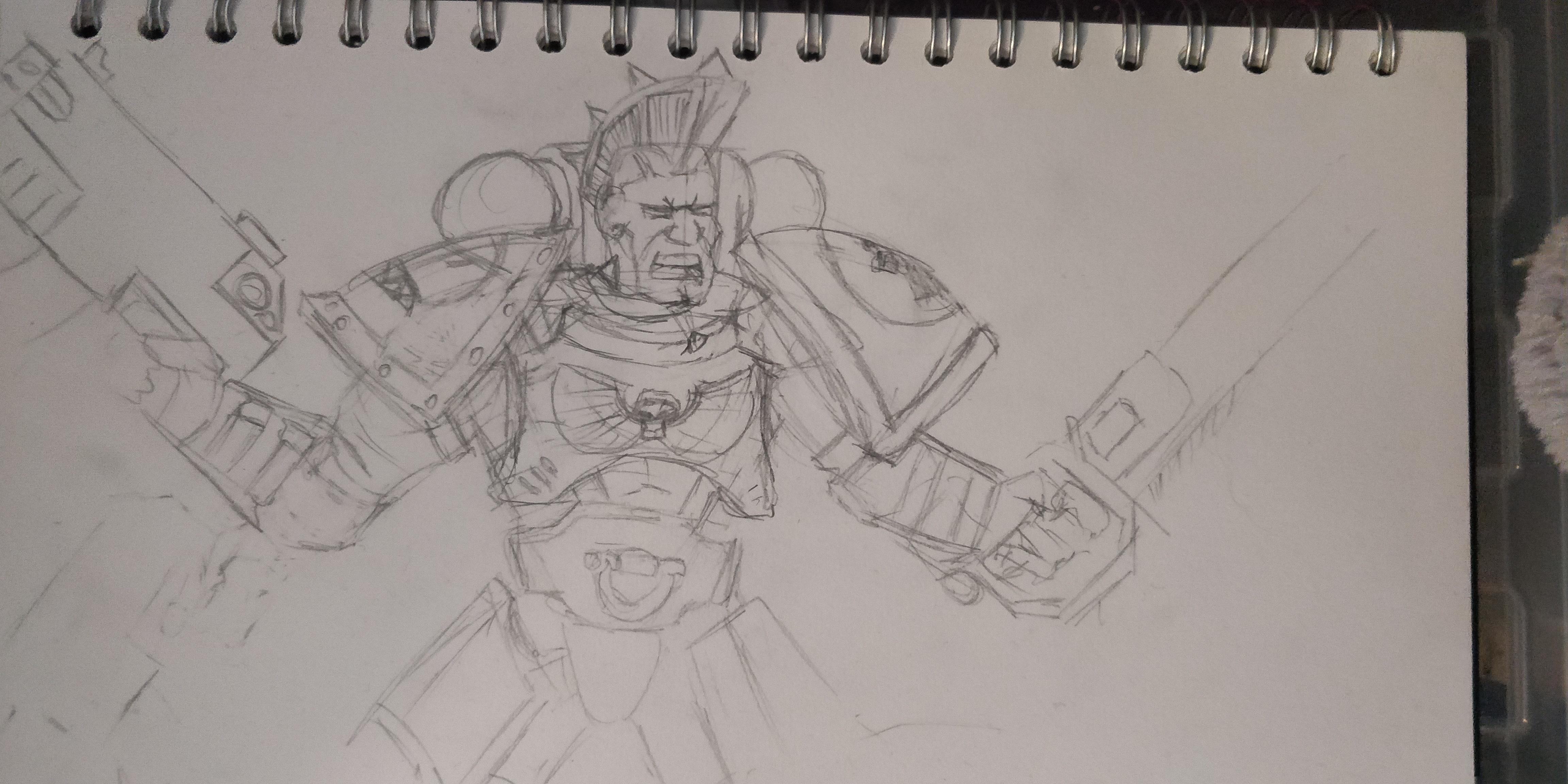 Astartes, Drawing, Goliath, Sketch, Space Marines, Work In Progress