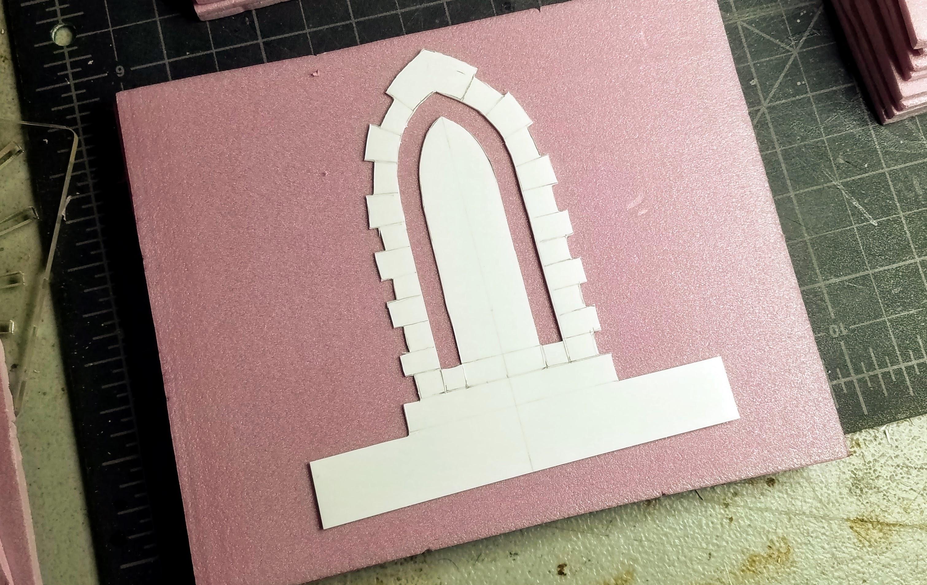 Styrene template for both layers of window and wall