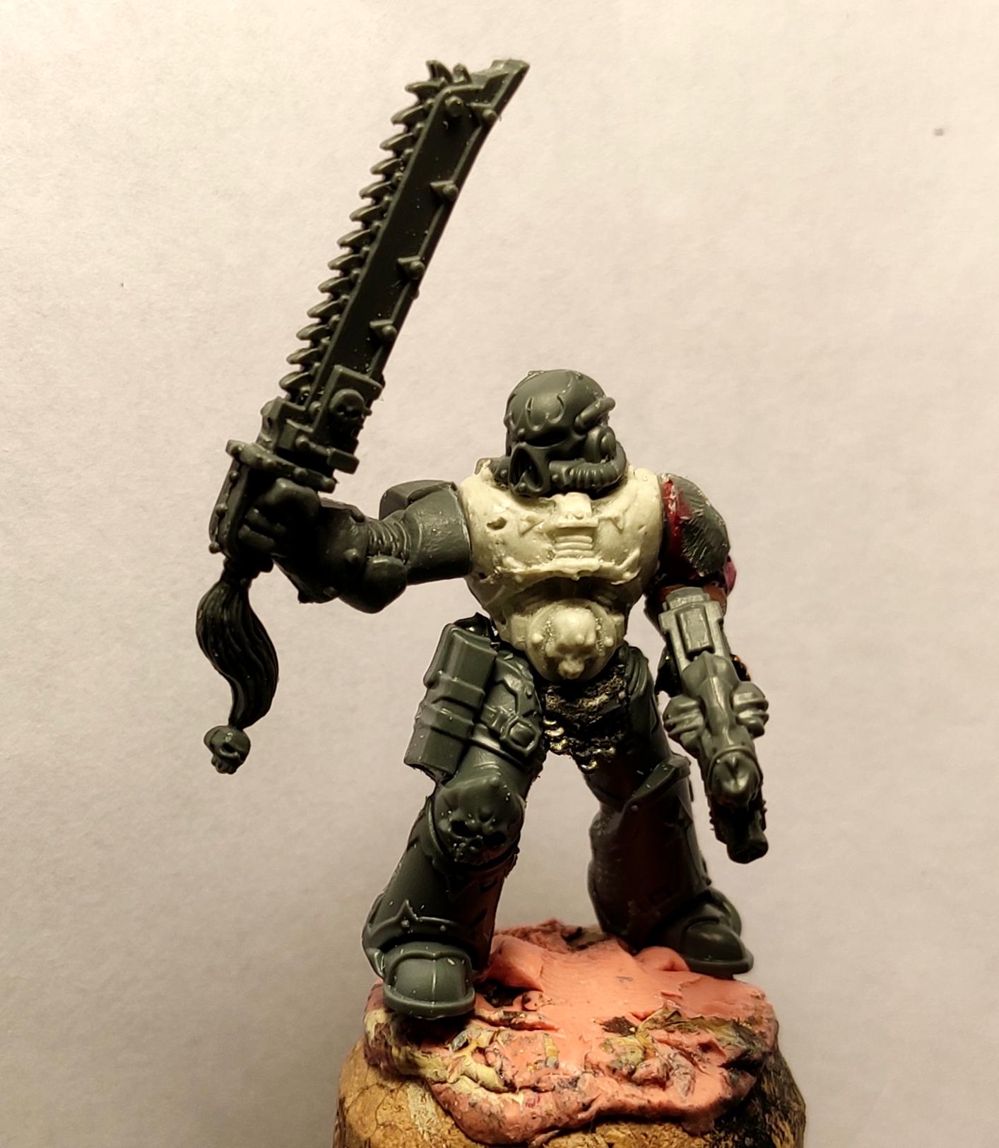 Casting, Chain Sword, Chaos, Chaos Space Marines, Conversion, Heresy, Heretic Astartes, Infantry, Kitbash, Putty, Traitor Legions, Warhammer 40,000, Work In Progress