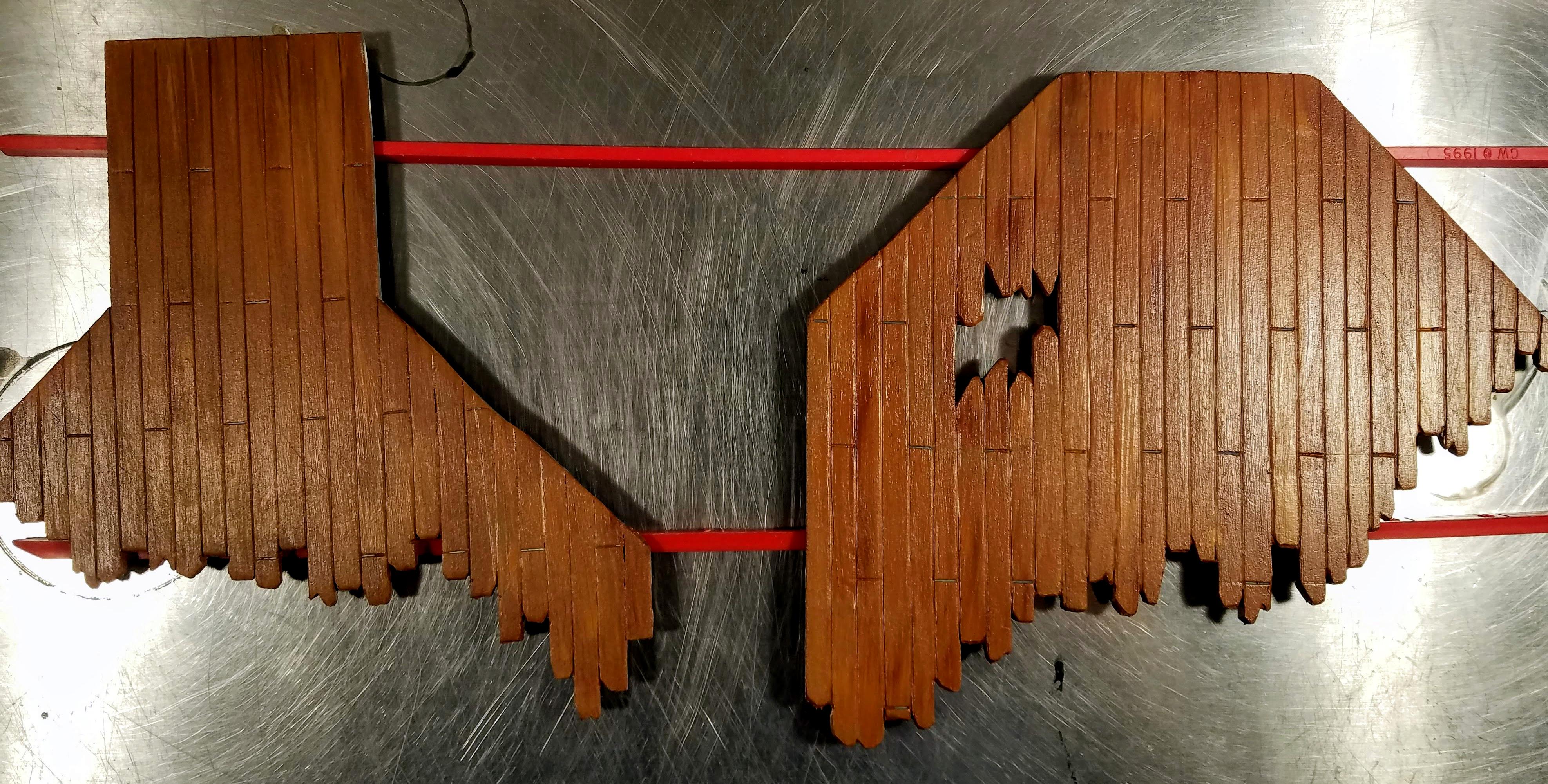 Wood floors, textured and painted