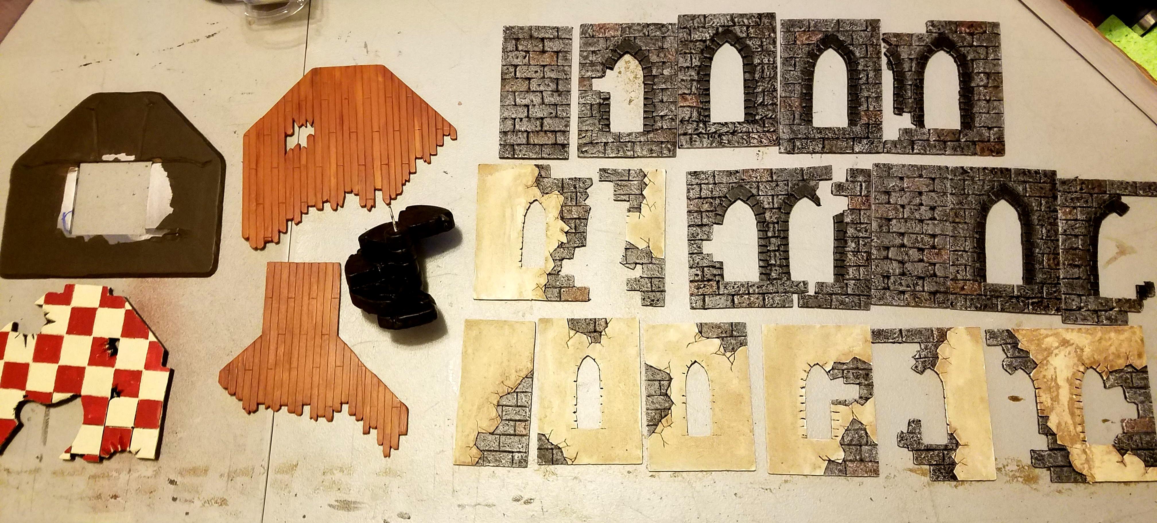 Last pre-assembly photo: 10 inner walls, 10 outer walls, base, stair, and three floors