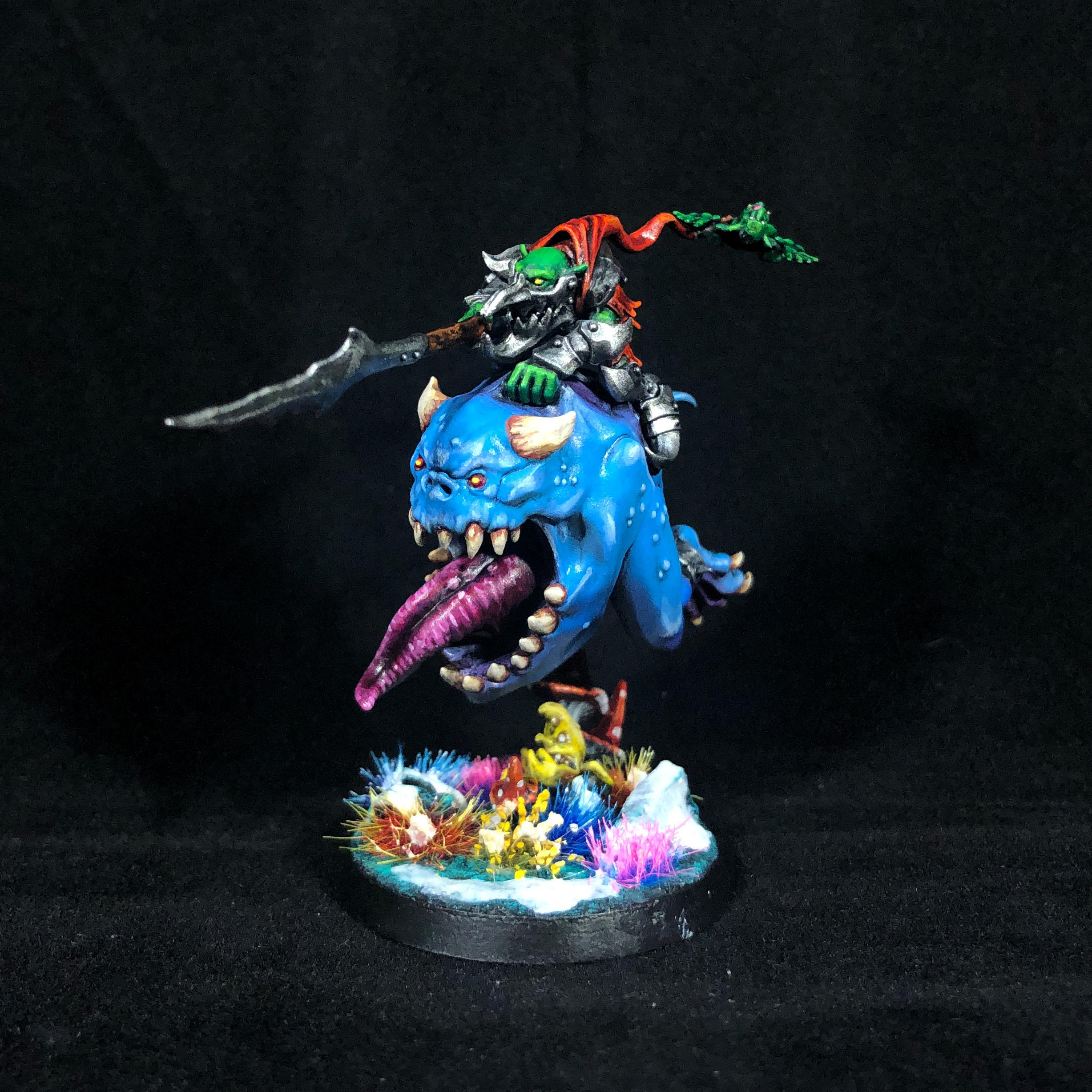 Loonboss on Giant Cave Squig, Gobbo on Squig, Gloomspite Gitz