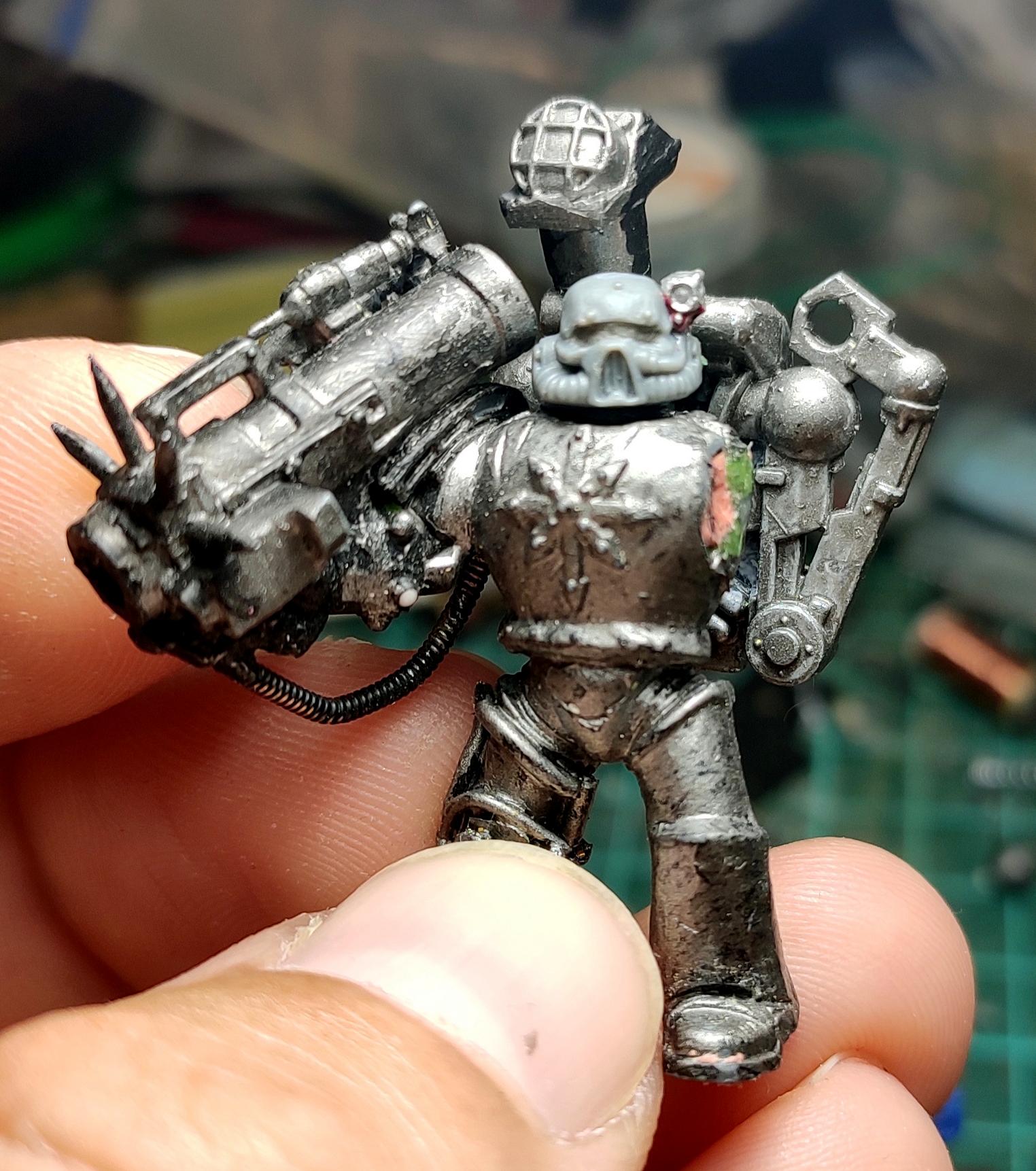 Blurred Photo, Chaos, Chaos Space Marines, Chaos Undivided, Conversion, Havoc, Heresy, Heretic Astartes, Infantry, Iron Warriors, Iron Within, Iron Without!, Kitbash, Rocket Launcher, Servo Arm, Servo Leg, Traitor Legions, Warhammer 40,000, Work In Progress