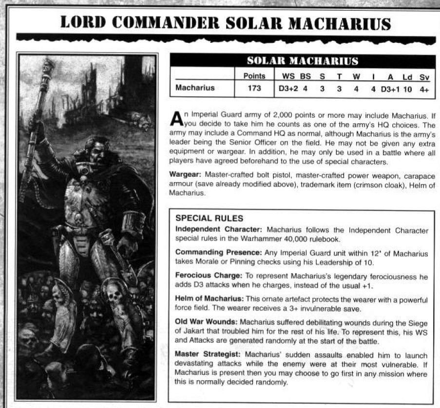 3rd Edition, Copyright Games Workshop, Imperal Guard, Lord Solar, Macharius, Retro Review