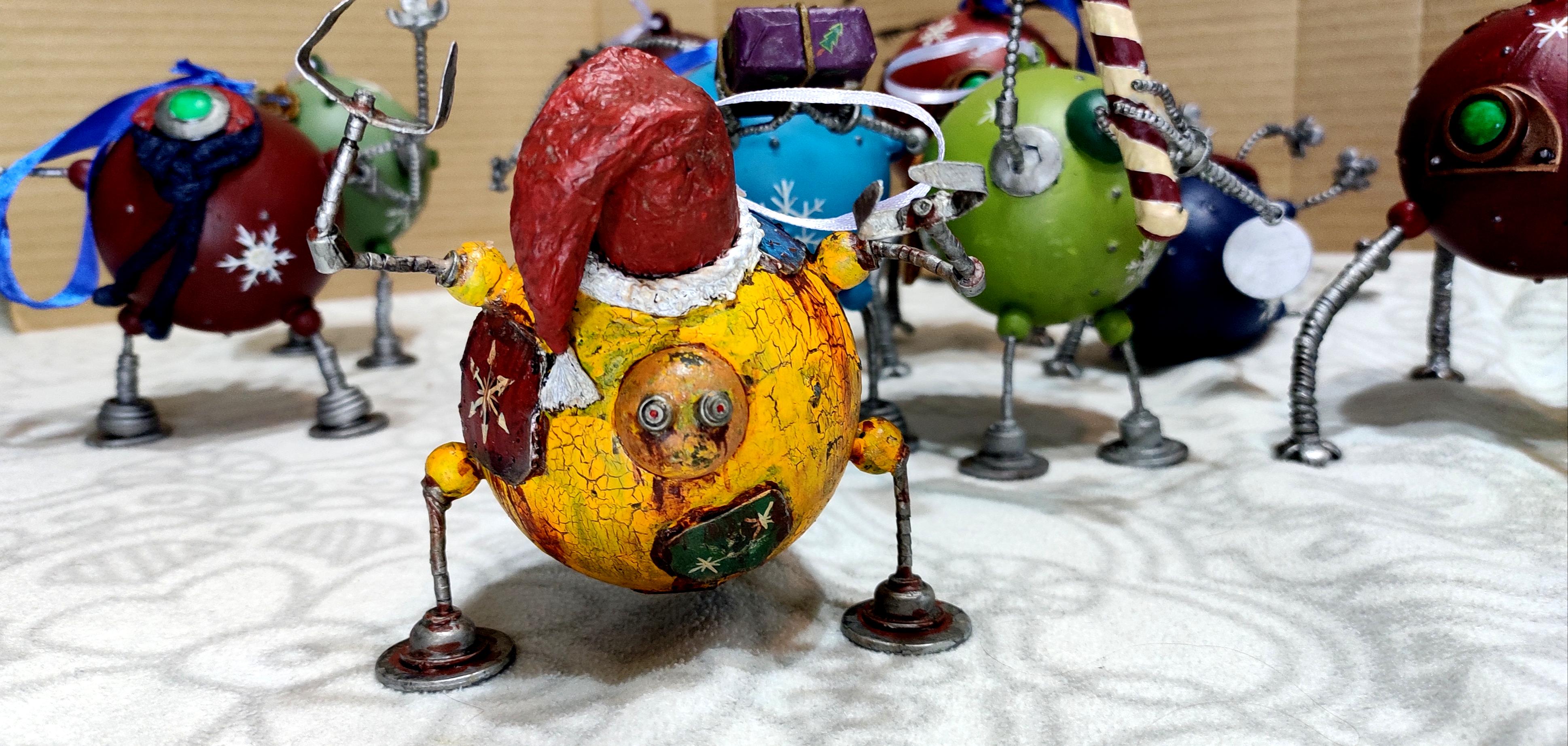 Beads, Cap, Christmas Decoration, Christmas Ornaments, Cracks, Do-it-yourself, Gift, New Year, Robot, Rust, Scratch Build