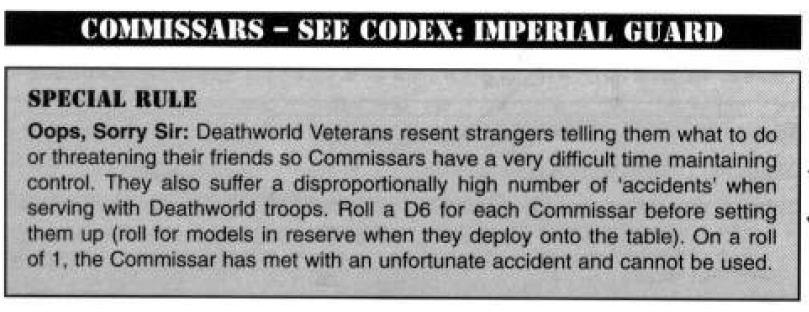 3rd Edition, Codex Catachans, Commissar, Copyright Games Workshop, Jungle Fighters, Rambo, Retro Review