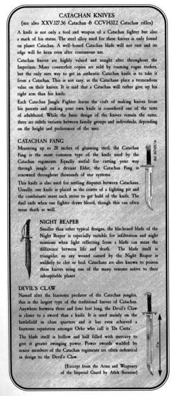Codex Catachans, Copyright Games Workshop, Knives, Retro Review