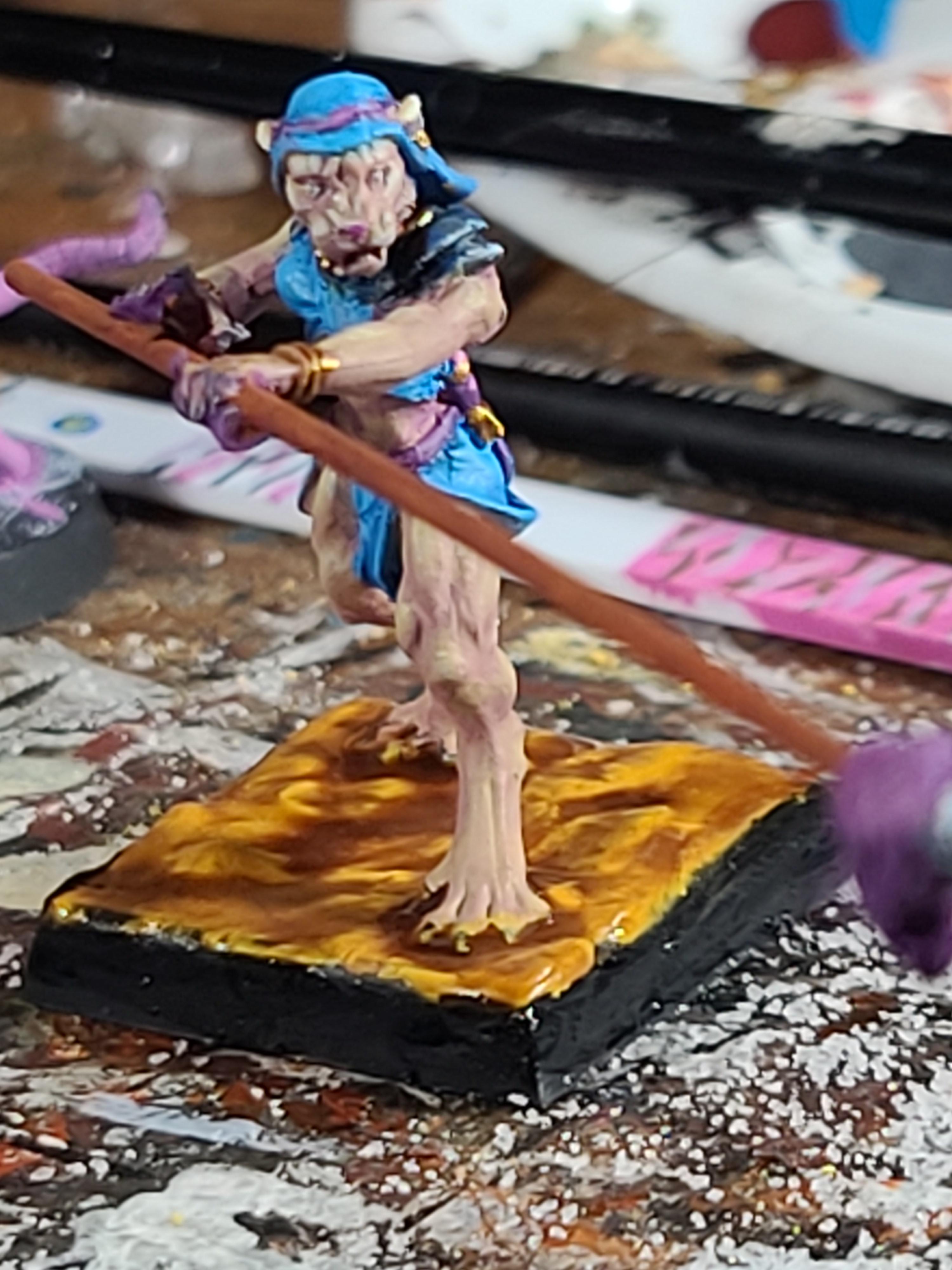 Cat, Catgirl, Conversion, Female, Pike, Reaper Miniatures, Sehkmet, Square Base, Warlords (game), Weapon Swap