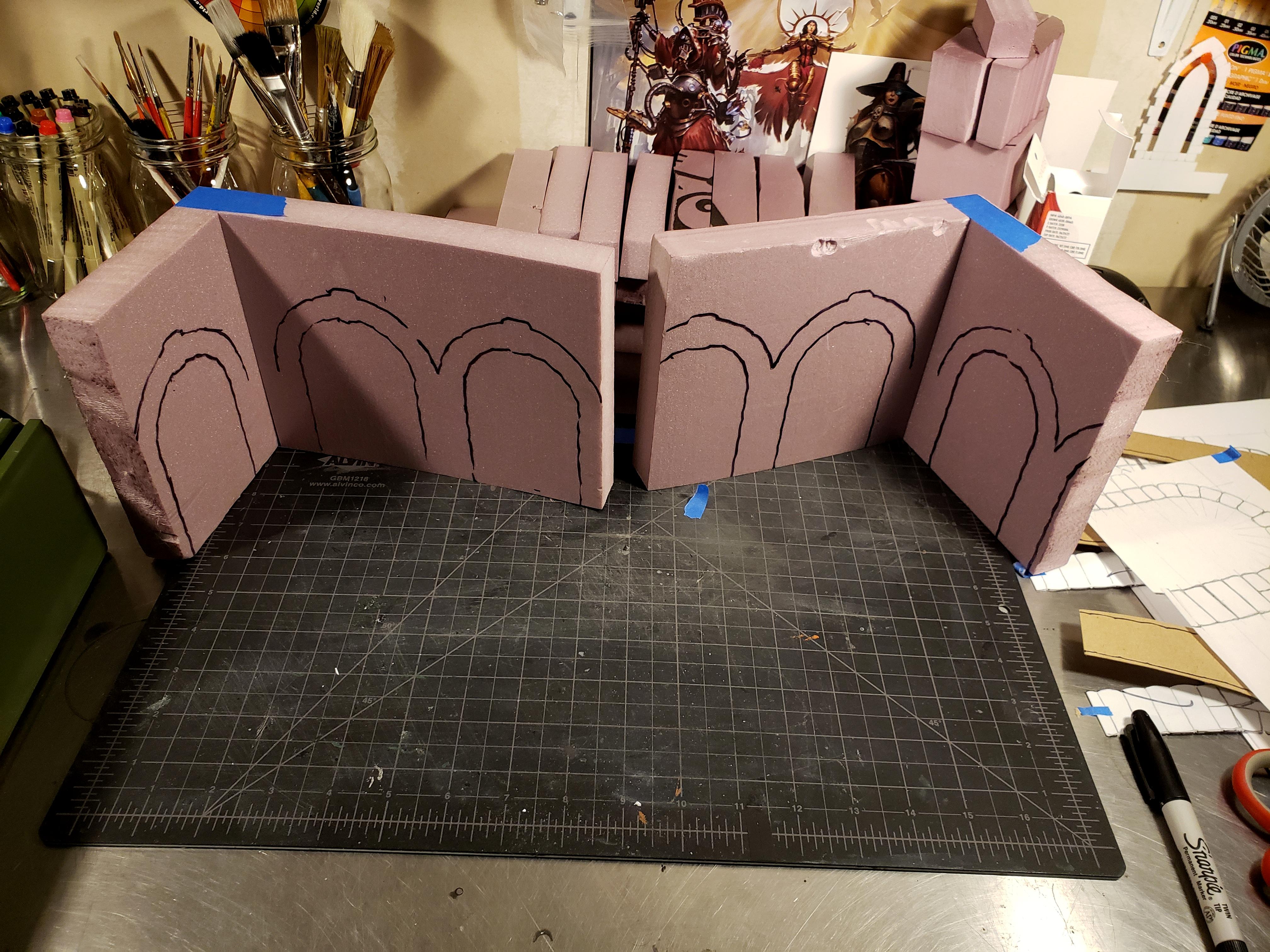 Dry-fitting the panels before I cut and texture them
