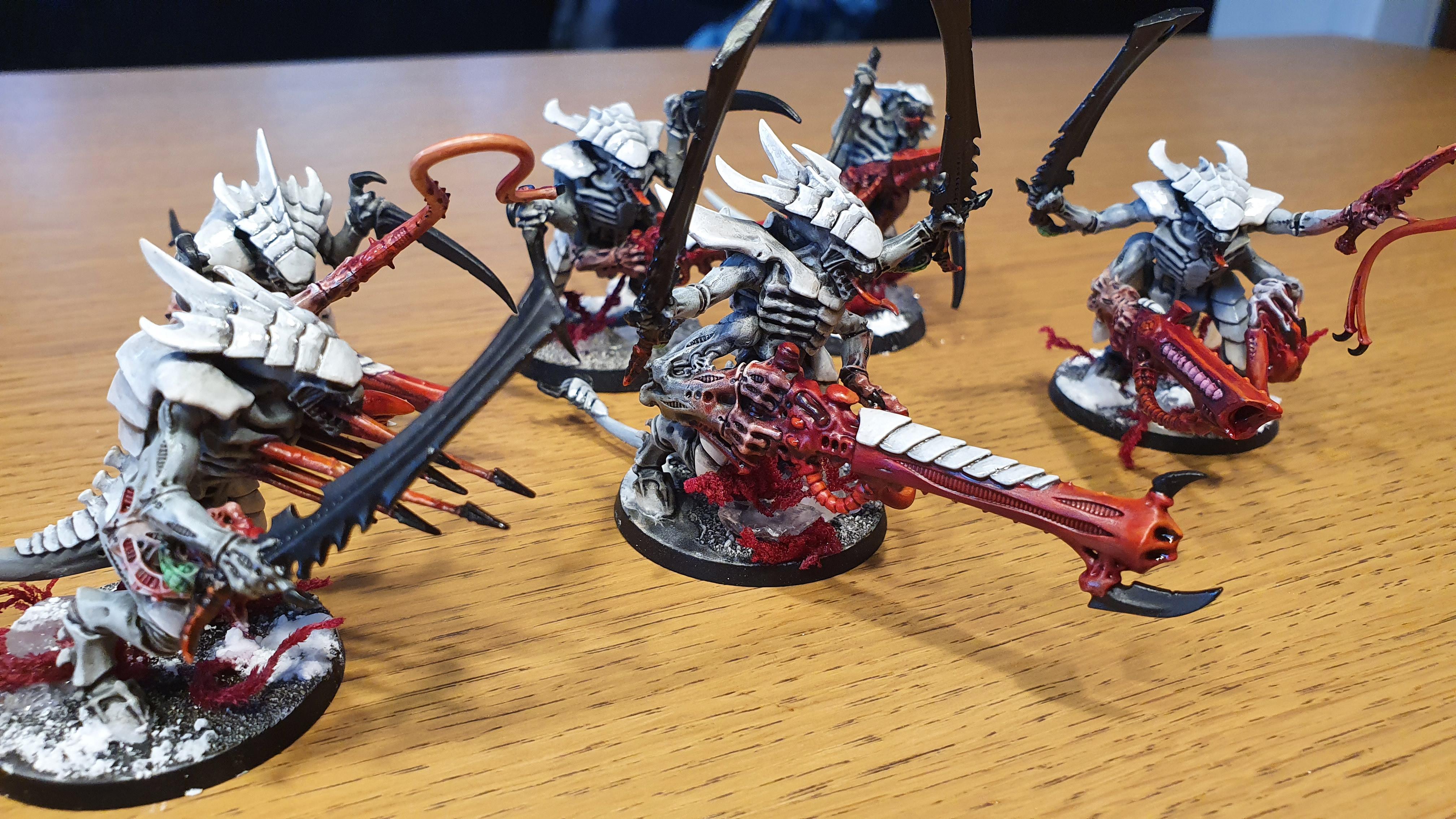 Red, Snow Bases, Tyranid Warriors, Tyranids, White