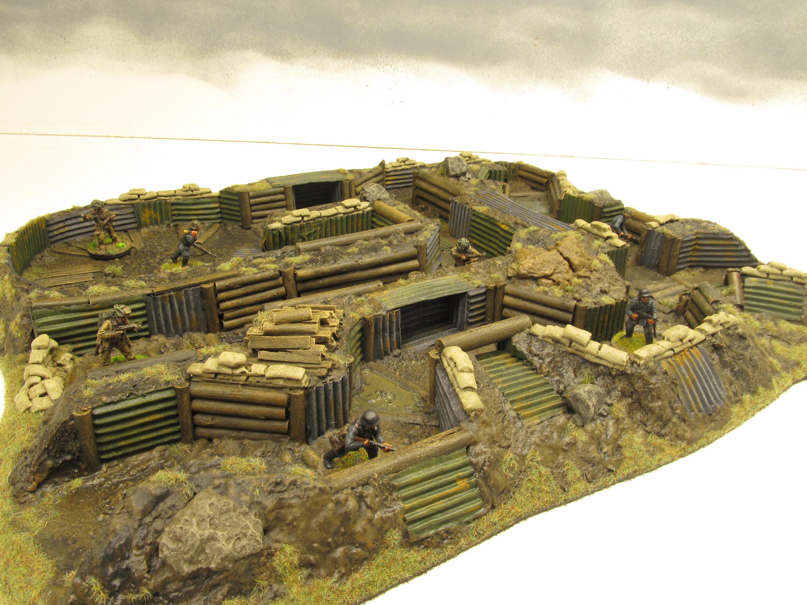 28mm, Bolt Action, Buildings, Bunker, Crater, Dugout, Foxhole, Ruin, Ruined, Sandbags, Task Force Terrain, Terrain, Trench, Wargames, Warhammer Fantasy
