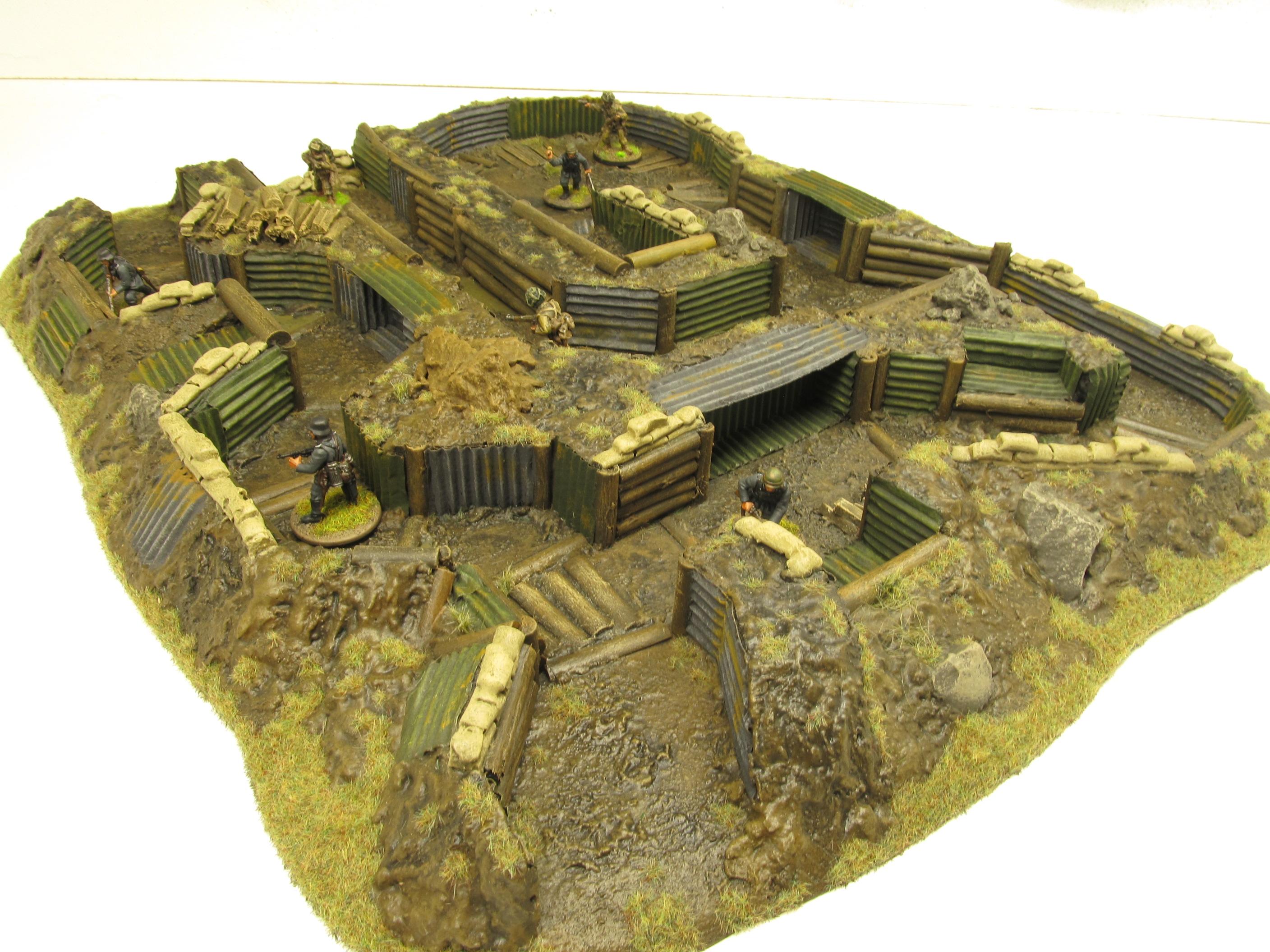 28mm, Bolt Action, Buildings, Bunker, Crater, Dugout, Foxhole, Ruin, Ruined, Sandbags, Task Force Terrain, Terrain, Trench, Wargames, Warhammer Fantasy