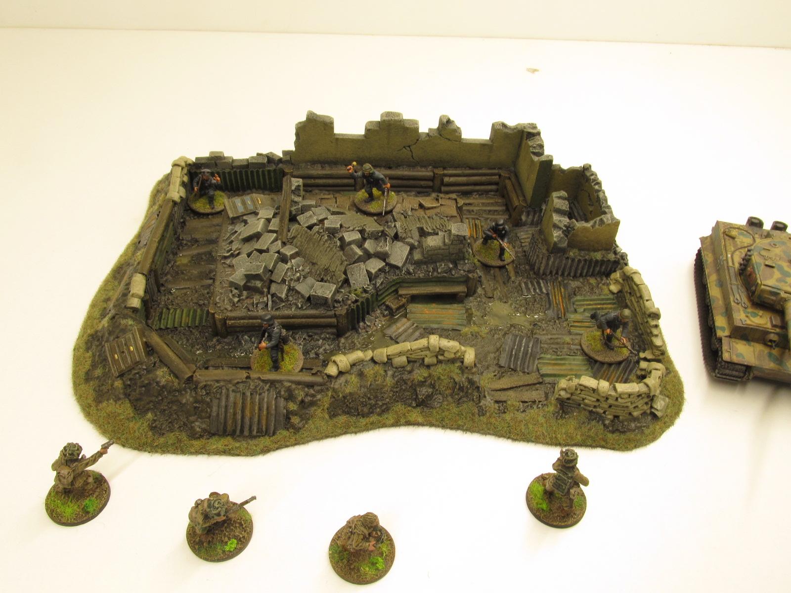 28mm, Bolt Action, Buildings, Bunker, Crater, Dugout, Foxhole, Ruin, Ruined, Sandbags, Task Force Terrain, Terrain, Trench, Wargames, Warhammer Fantasy