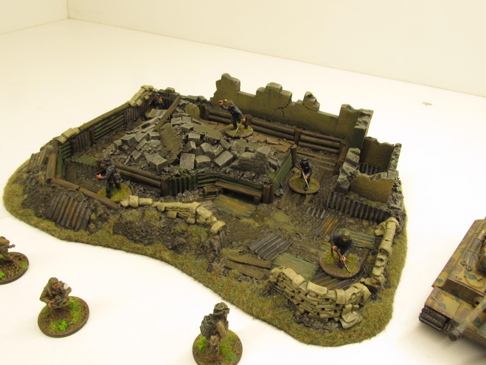 28mm, Bolt Action, Buildings, Bunker, Crater, Dugout, Foxhole, Ruin, Ruined, Sandbags, Task Force Terrain, Terrain, Trench, Wargames, Warhammer Fantasy