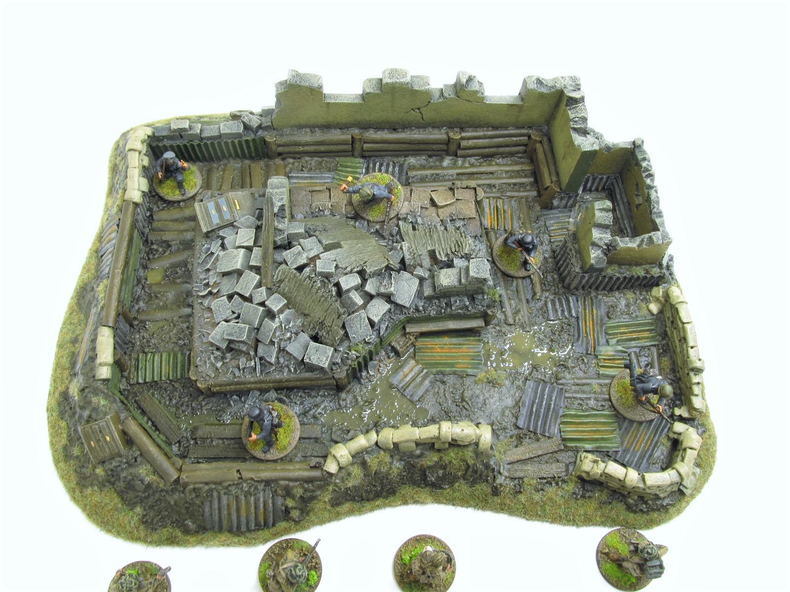28mm, Bolt Action, Buildings, Bunker, Crater, Dugout, Foxhole, Ruin, Ruined, Sandbags, Task Force Terrain, Terrain, Trench, Wargames, Warhammer Fantasy
