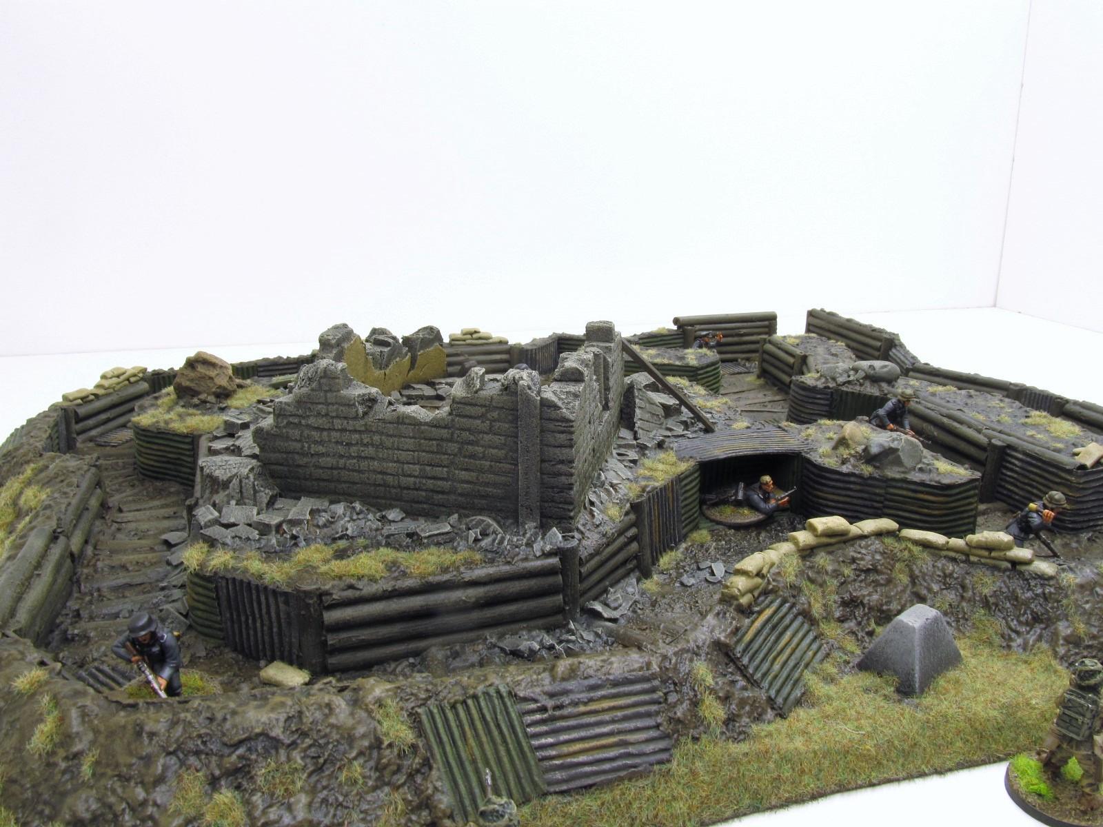 28mm, Bolt Action, Buildings, Bunker, Crater, Dugout, Foxhole, Ruin, Ruined, Sandbags, Task Force Terrain, Terrain, Trench, Wargames, Warhammer Fantasy