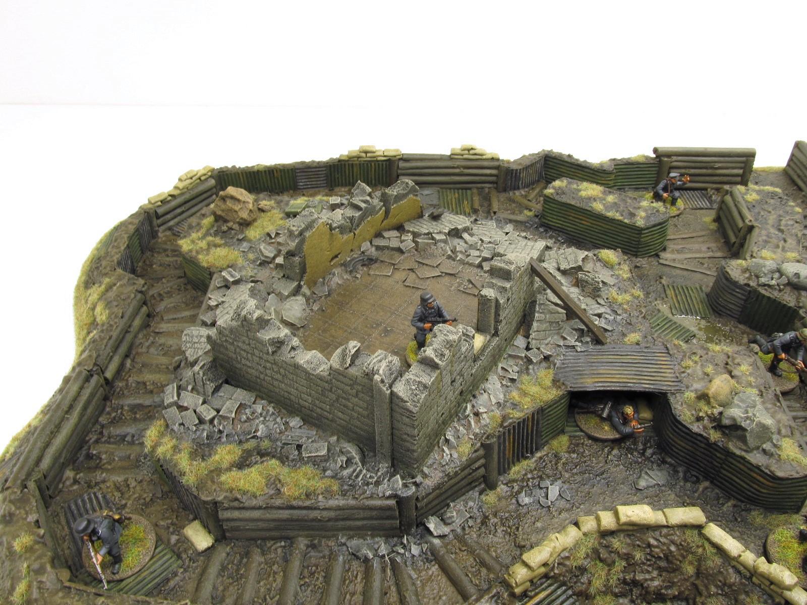 28mm, Bolt Action, Buildings, Bunker, Crater, Dugout, Foxhole, Ruin, Ruined, Sandbags, Task Force Terrain, Terrain, Trench, Wargames, Warhammer Fantasy