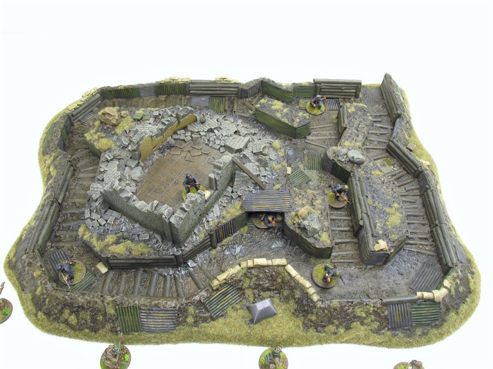 28mm, Bolt Action, Buildings, Bunker, Crater, Dugout, Foxhole, Ruin, Ruined, Sandbags, Task Force Terrain, Terrain, Trench, Wargames, Warhammer Fantasy