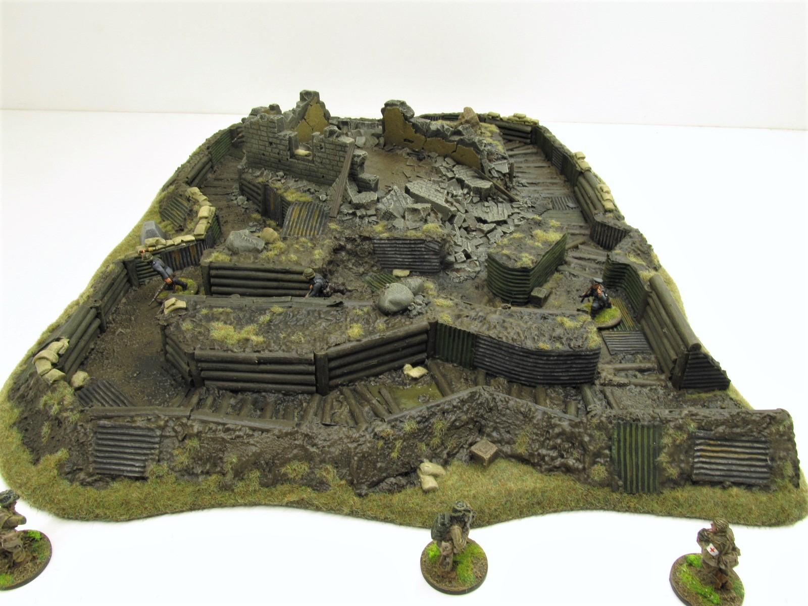 28mm, Bolt Action, Buildings, Bunker, Crater, Dugout, Foxhole, Ruin, Ruined, Sandbags, Task Force Terrain, Terrain, Trench, Wargames, Warhammer Fantasy