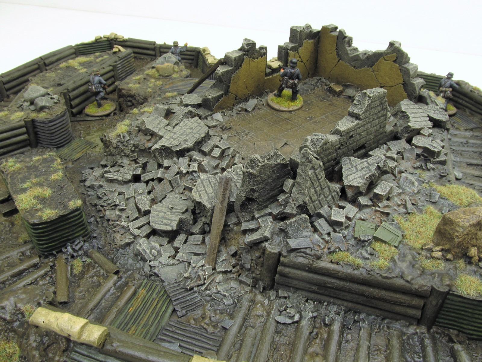 28mm, Bolt Action, Buildings, Bunker, Crater, Dugout, Foxhole, Ruin, Ruined, Sandbags, Task Force Terrain, Terrain, Trench, Wargames, Warhammer Fantasy