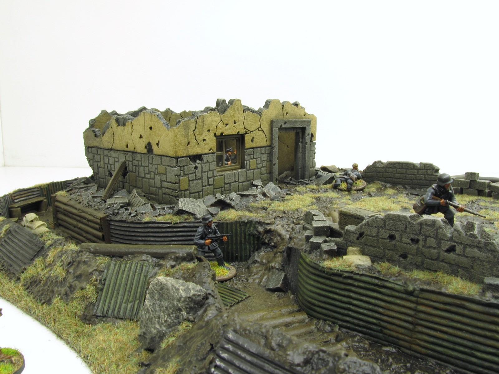 28mm, Bolt Action, Buildings, Bunker, Crater, Dugout, Foxhole, Ruin, Ruined, Sandbags, Task Force Terrain, Terrain, Trench, Wargames, Warhammer Fantasy