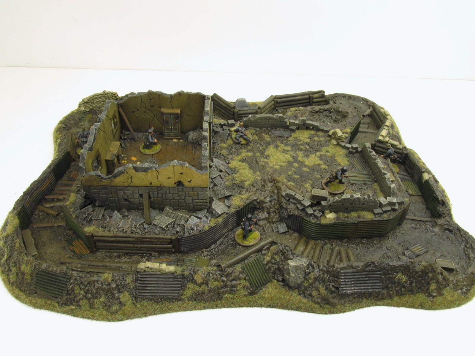 28mm, Bolt Action, Buildings, Bunker, Crater, Dugout, Foxhole, Ruin, Ruined, Sandbags, Task Force Terrain, Terrain, Trench, Wargames, Warhammer Fantasy