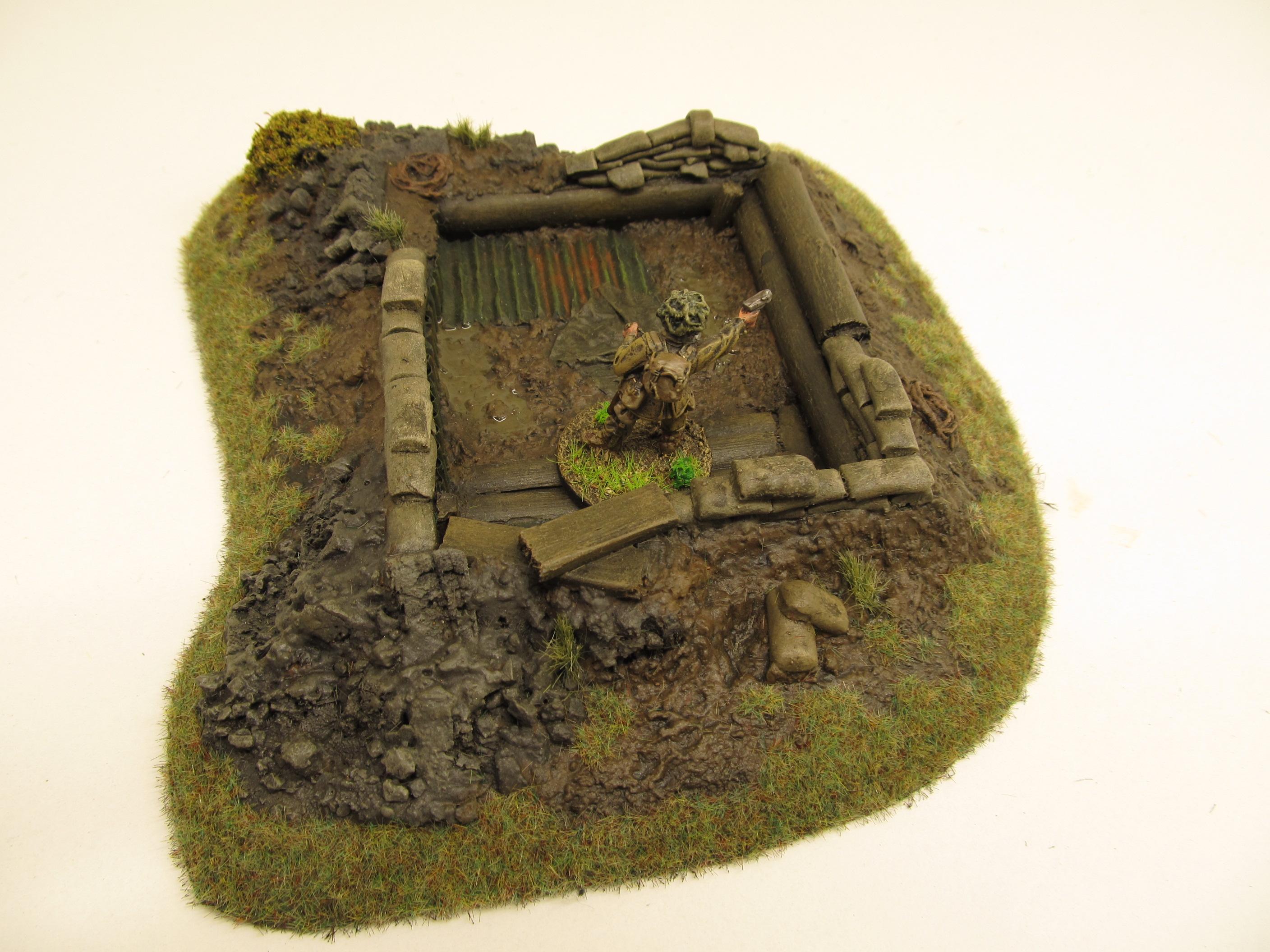 28mm, Bolt Action, Buildings, Bunker, Crater, Dugout, Foxhole, Ruin, Ruined, Sandbags, Task Force Terrain, Terrain, Trench, Wargames, Warhammer Fantasy