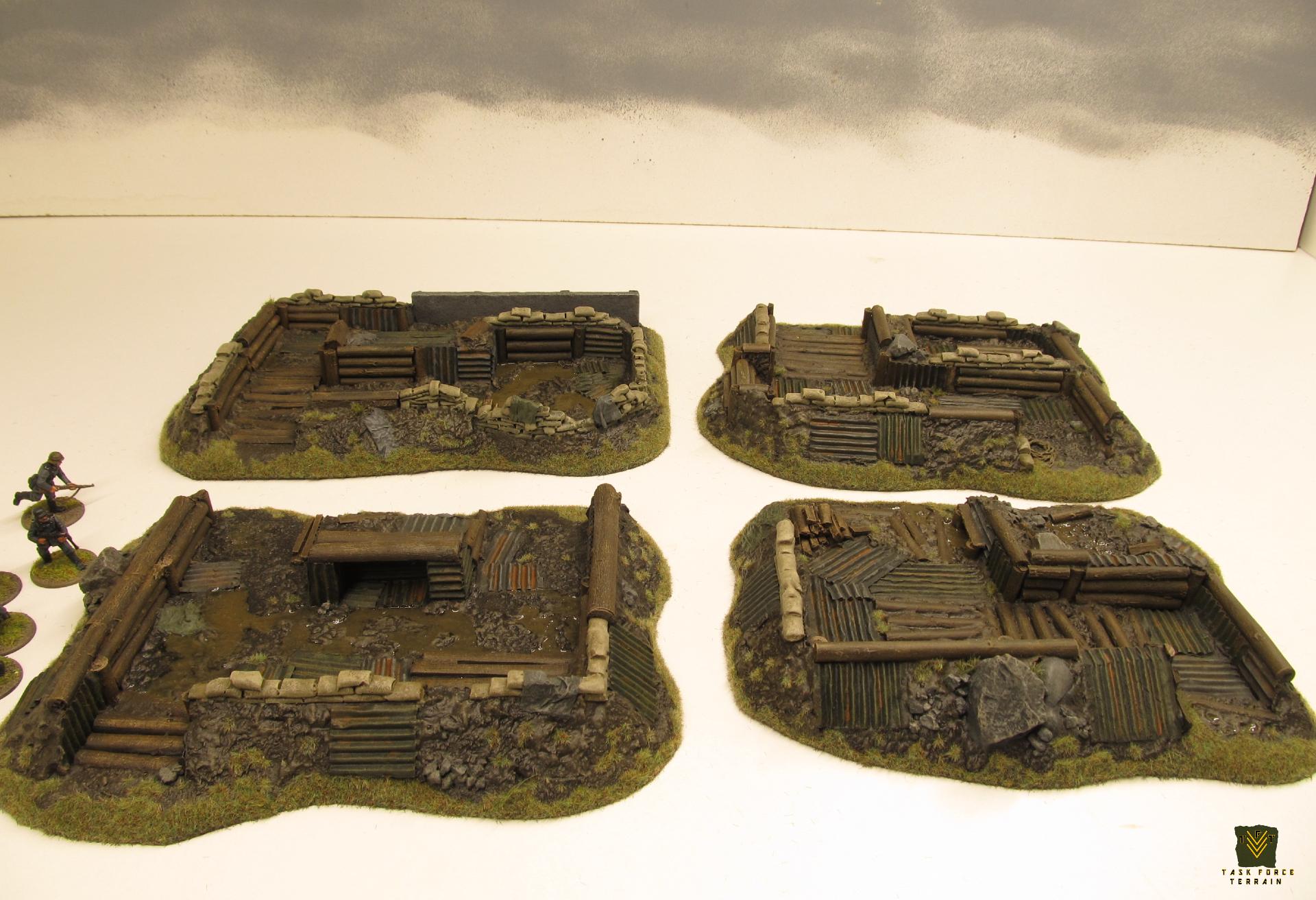 28mm, Bolt Action, Buildings, Bunker, Crater, Dugout, Foxhole, Ruin, Ruined, Sandbags, Task Force Terrain, Terrain, Trench, Wargames, Warhammer Fantasy