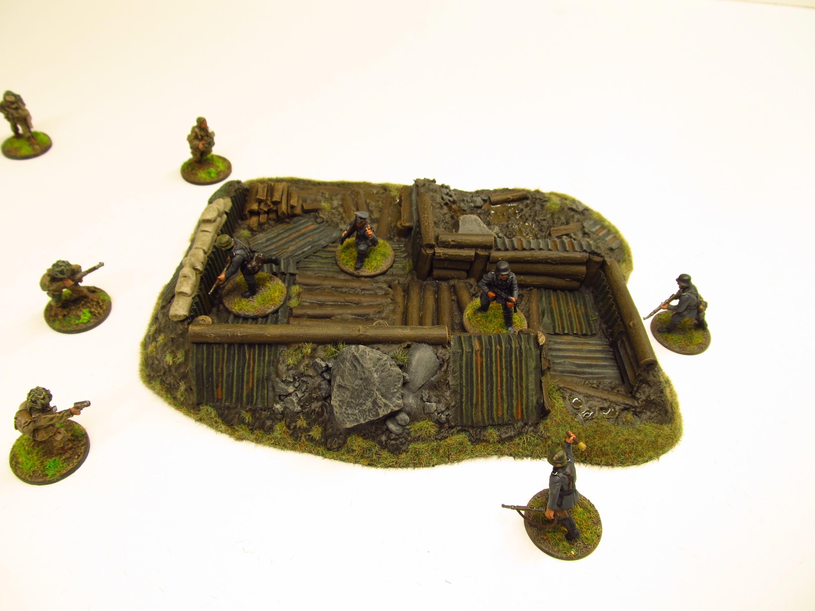 28mm, Bolt Action, Buildings, Bunker, Crater, Dugout, Foxhole, Ruin, Ruined, Sandbags, Task Force Terrain, Terrain, Trench, Wargames, Warhammer Fantasy