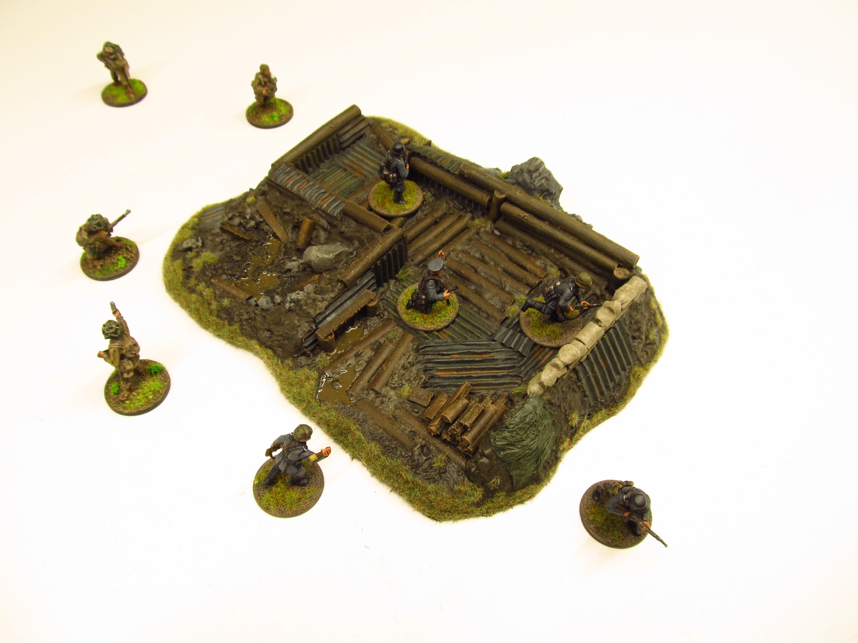 28mm, Bolt Action, Buildings, Bunker, Crater, Dugout, Foxhole, Ruin, Ruined, Sandbags, Task Force Terrain, Terrain, Trench, Wargames, Warhammer Fantasy