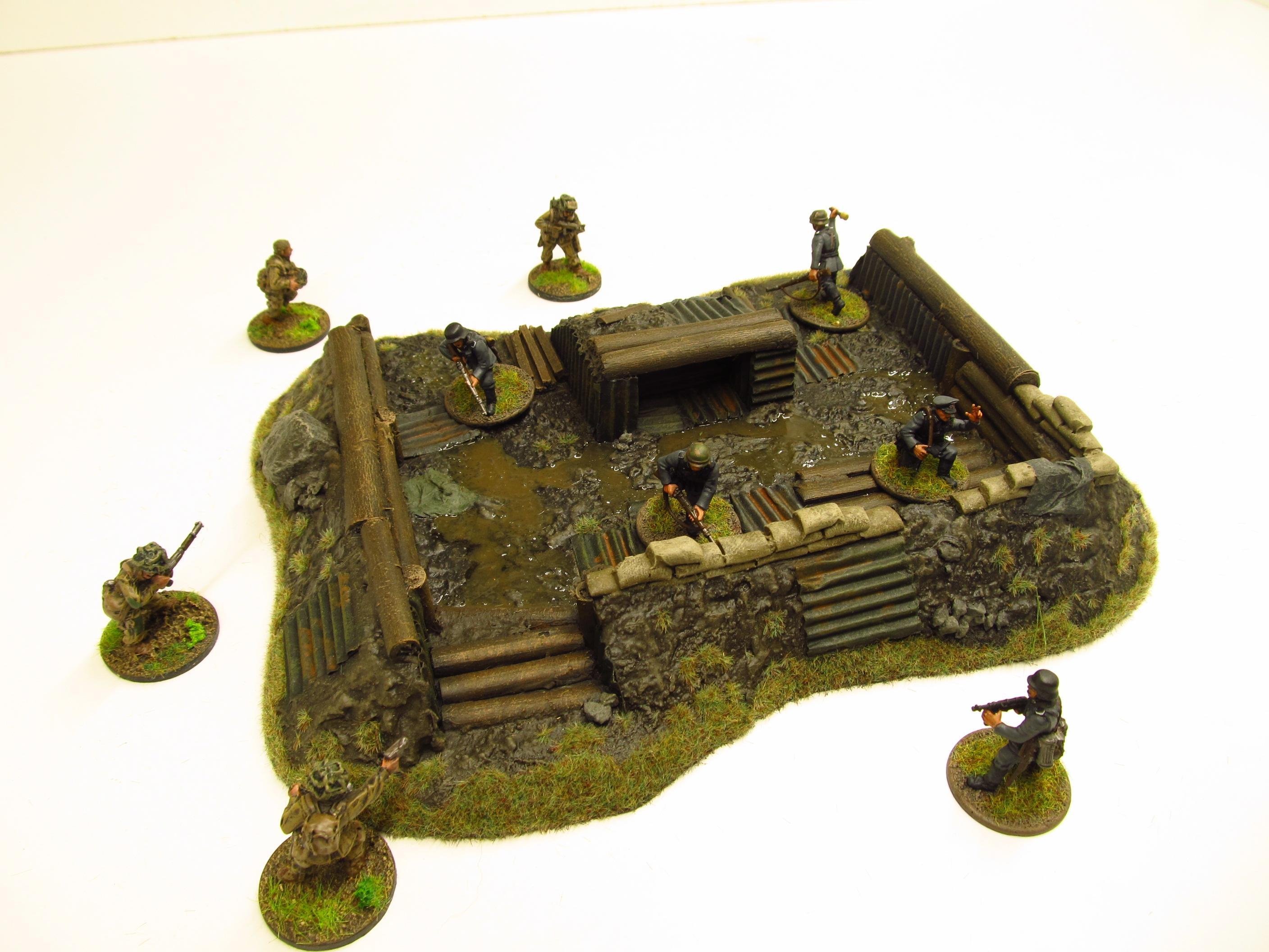 28mm, Bolt Action, Buildings, Bunker, Crater, Dugout, Foxhole, Ruin, Ruined, Sandbags, Task Force Terrain, Terrain, Trench, Wargames, Warhammer Fantasy