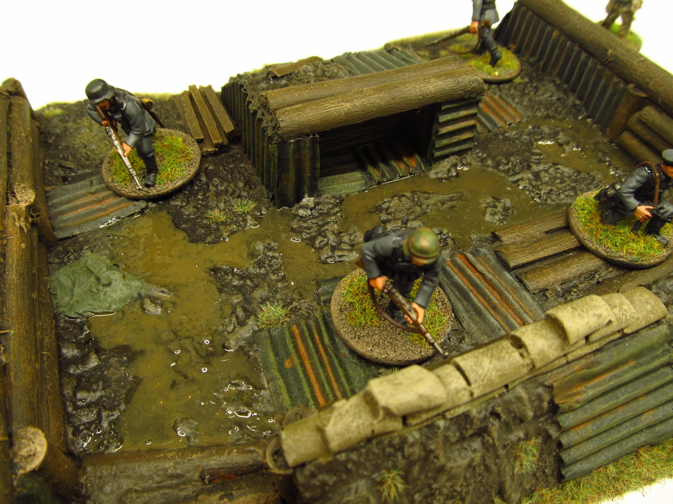 28mm, Bolt Action, Buildings, Bunker, Crater, Dugout, Foxhole, Ruin, Ruined, Sandbags, Task Force Terrain, Terrain, Trench, Wargames, Warhammer Fantasy