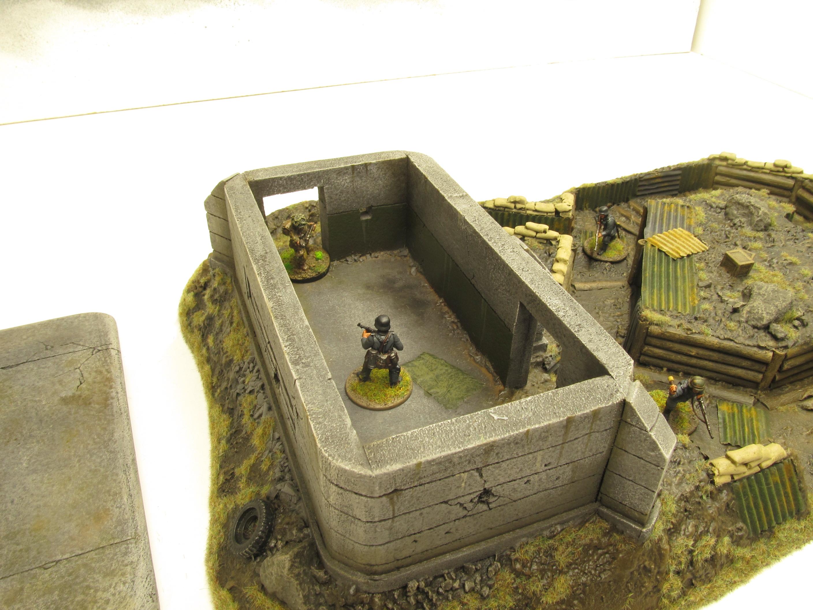 28mm, Bolt Action, Buildings, Bunker, Crater, Dugout, Foxhole, Ruin, Ruined, Sandbags, Task Force Terrain, Terrain, Trench, Wargames, Warhammer Fantasy